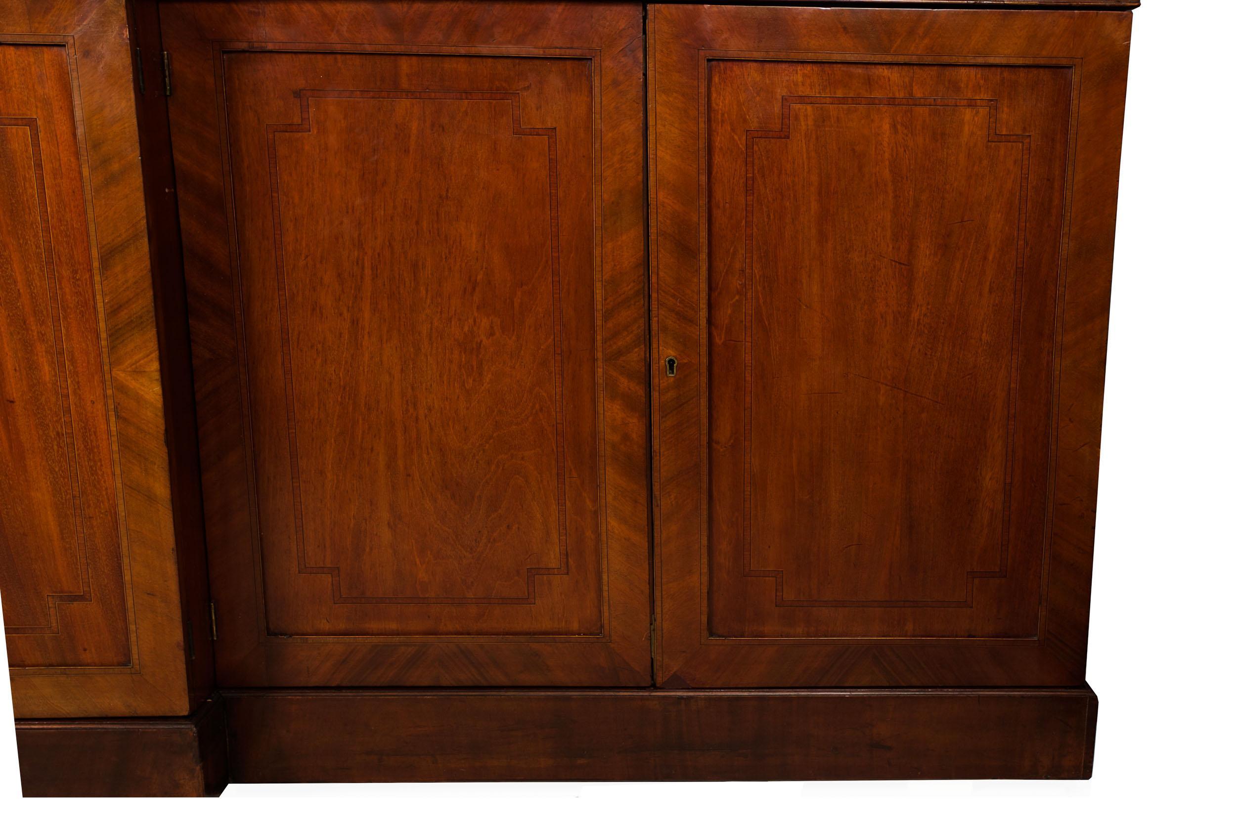 Large English George III Style Antique Mahogany Library Bookcase Breakfront 10