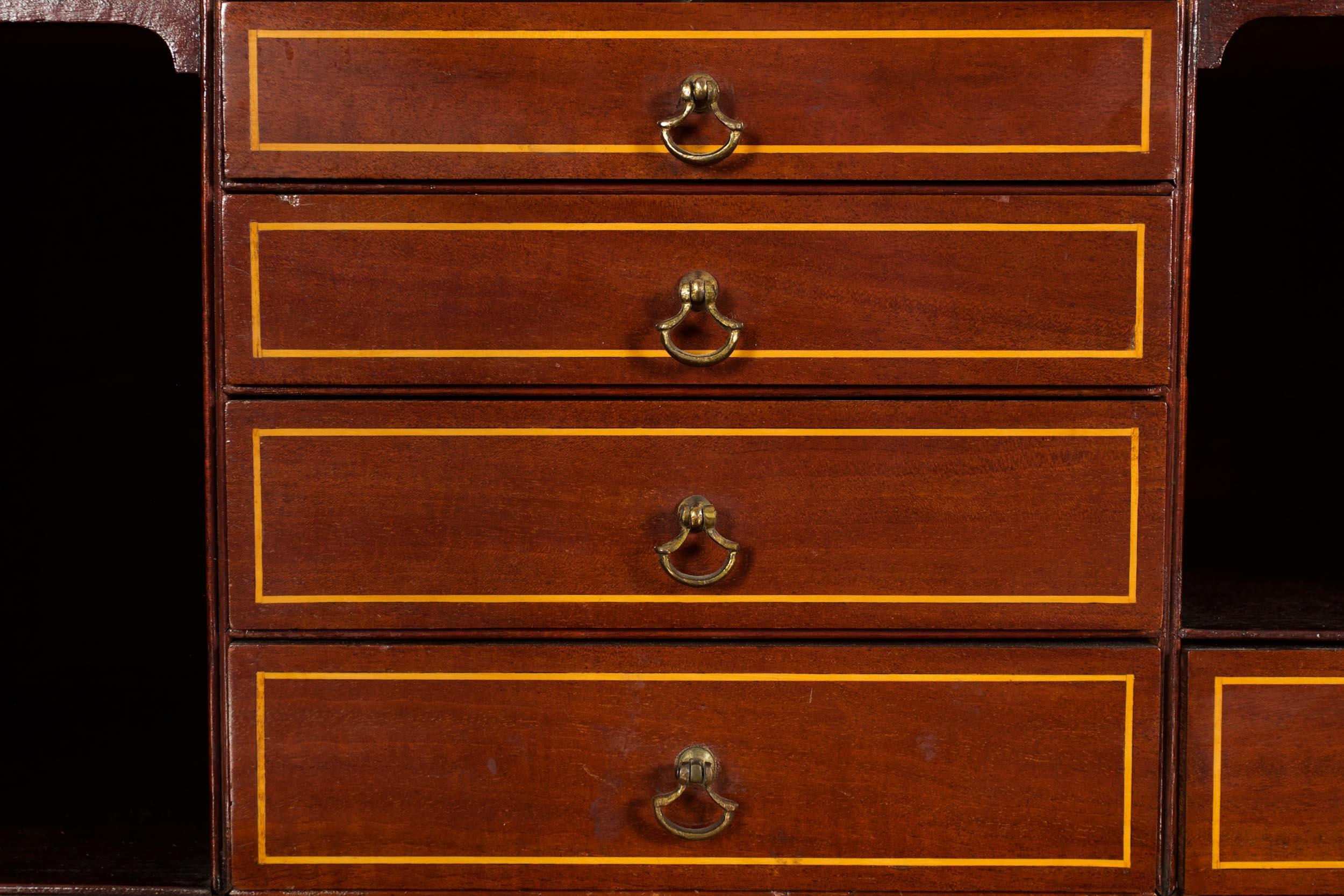 Large English George III Style Antique Mahogany Library Bookcase Breakfront 12