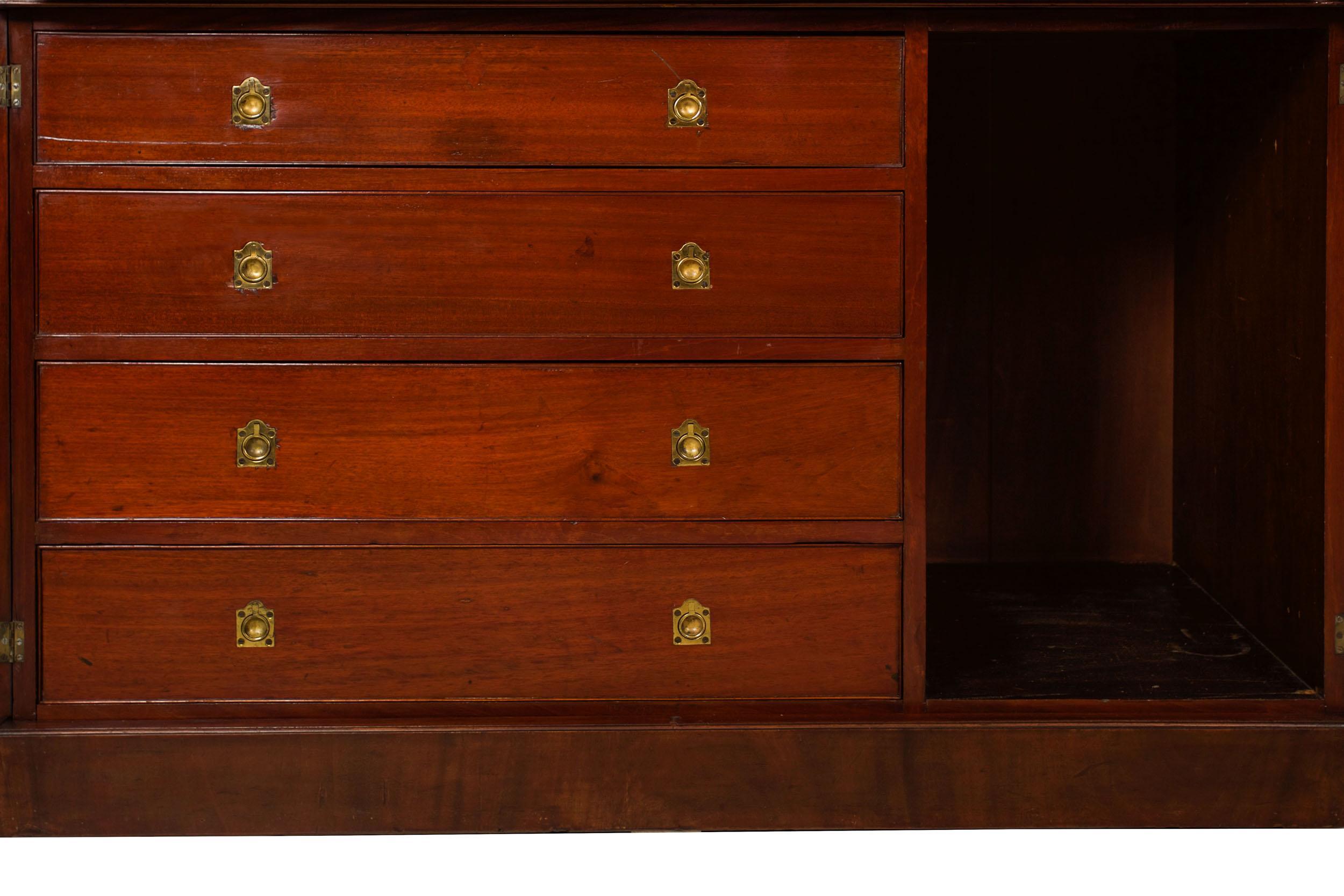 Large English George III Style Antique Mahogany Library Bookcase Breakfront 13