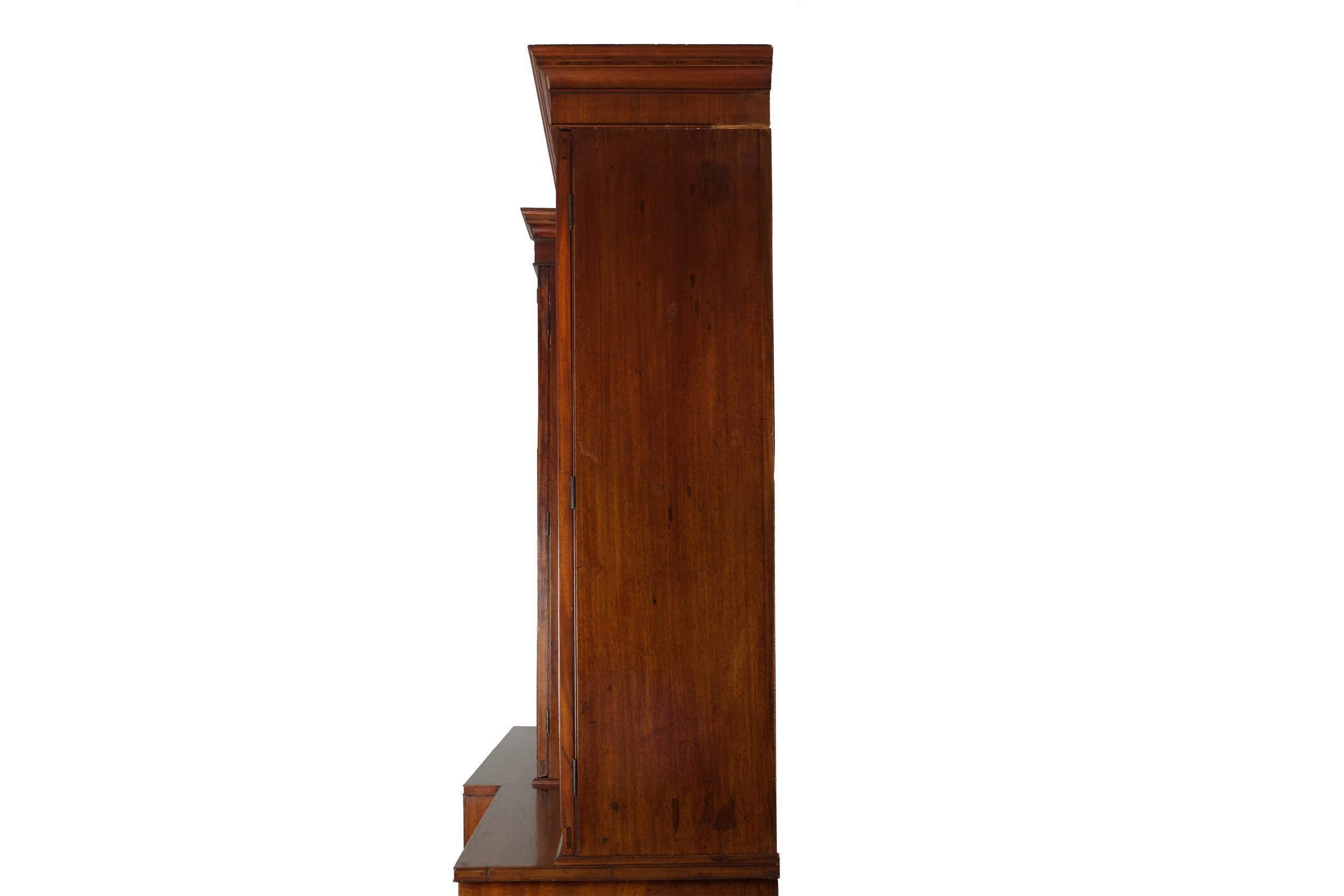 British Large English George III Style Antique Mahogany Library Bookcase Breakfront