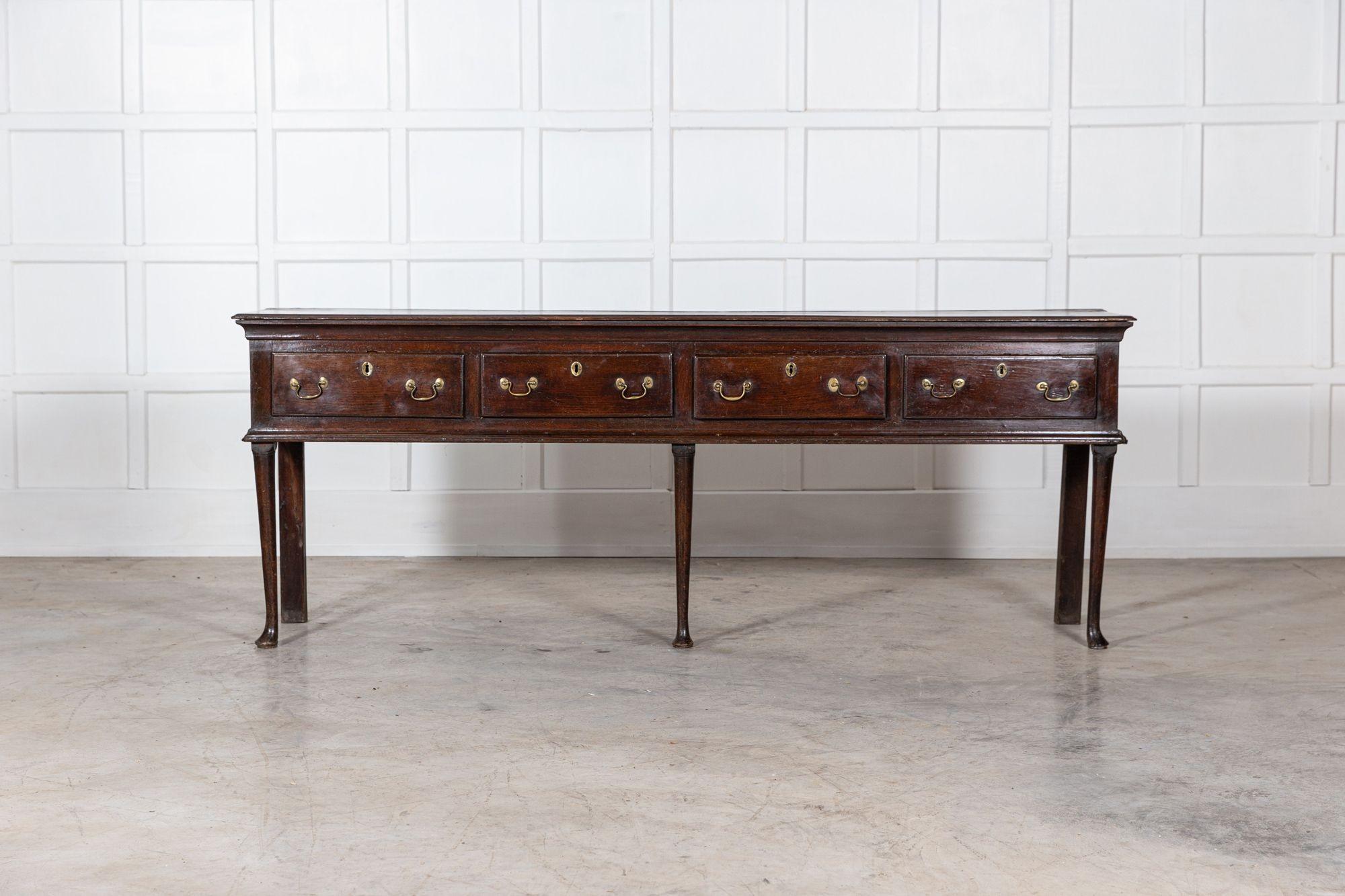 circa 1790
Large English George III Vernacular Oak Dresser Base

We can also customise existing pieces to suit your scheme/requirements. We have our own workshop, restorers and finishers. From adapting to finishing pieces including, stripping,