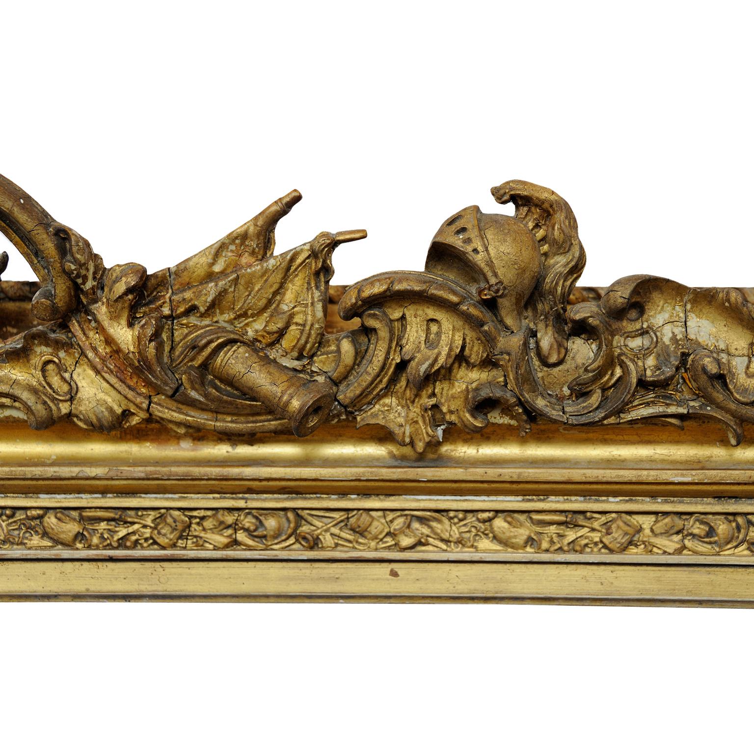Giltwood Large English George IV Carved Wood and Gilded Waterloo Frame, circa 1825 For Sale
