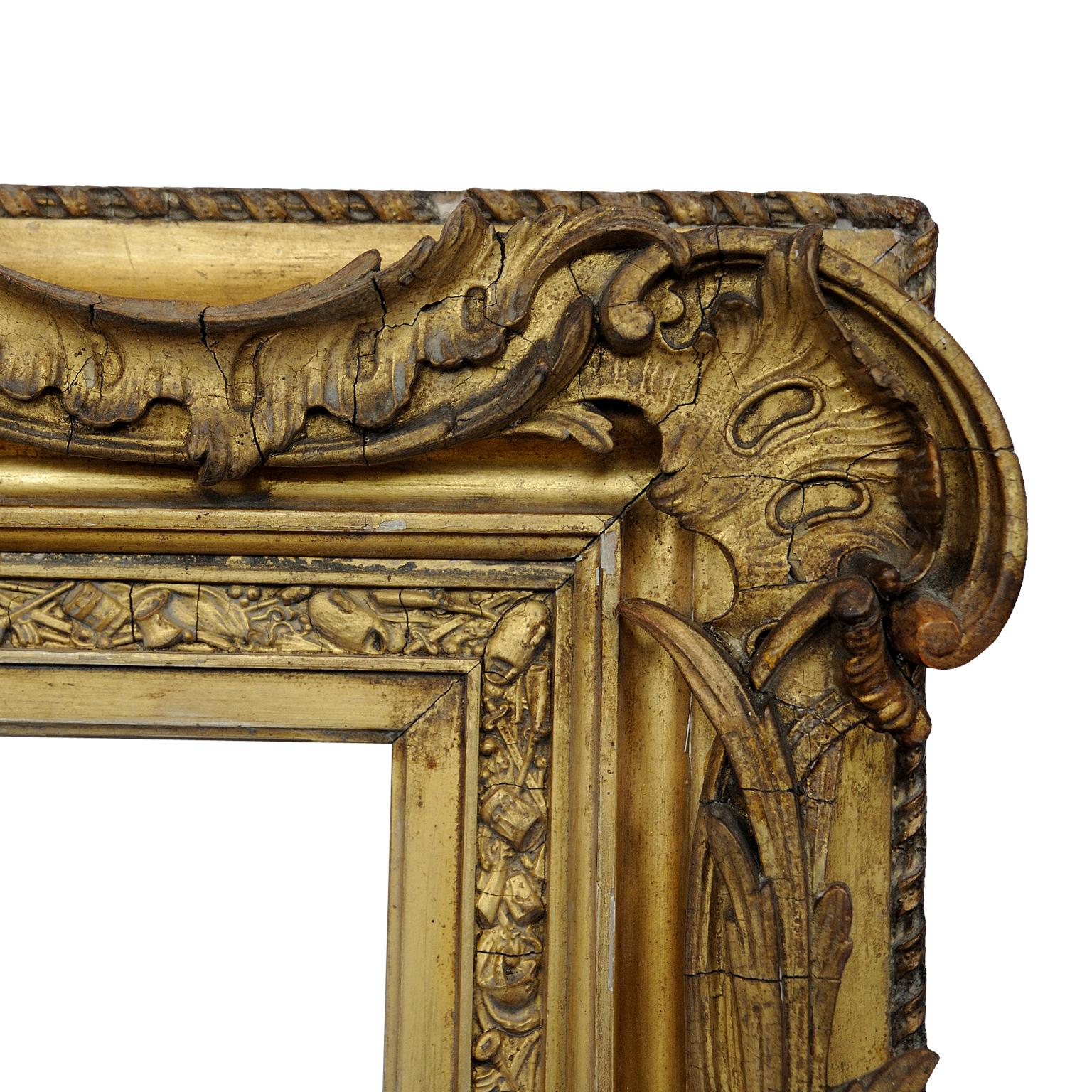 Large English George IV Carved Wood and Gilded Waterloo Frame, circa 1825 For Sale 1