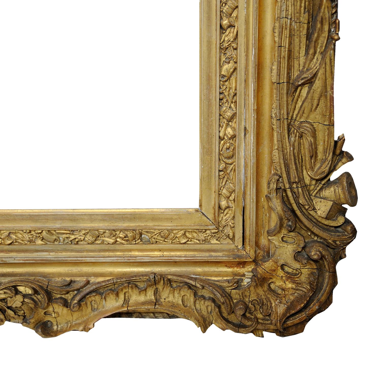 Large English George IV Carved Wood and Gilded Waterloo Frame, circa 1825 For Sale 2