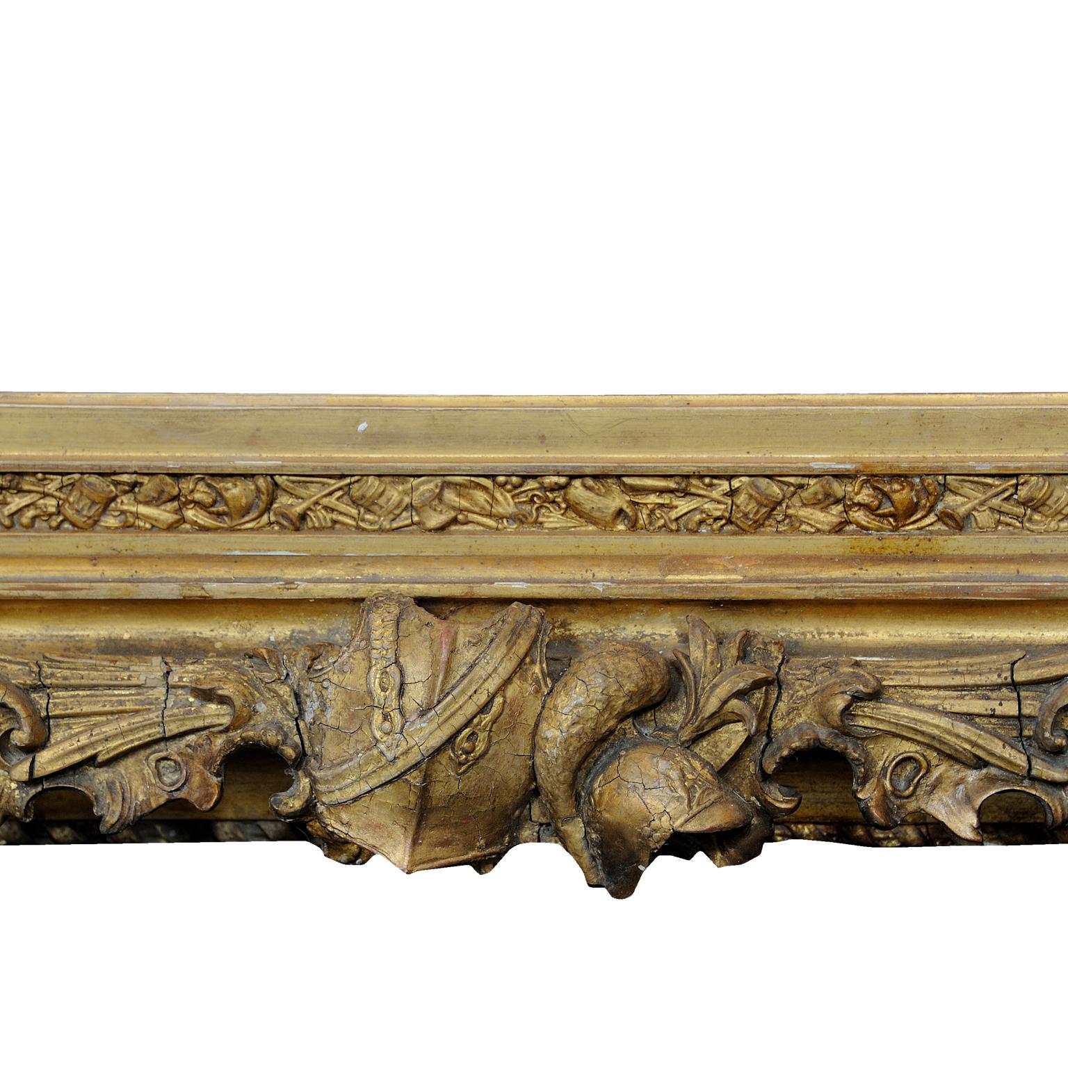 Large English George IV Carved Wood and Gilded Waterloo Frame, circa 1825 For Sale 3