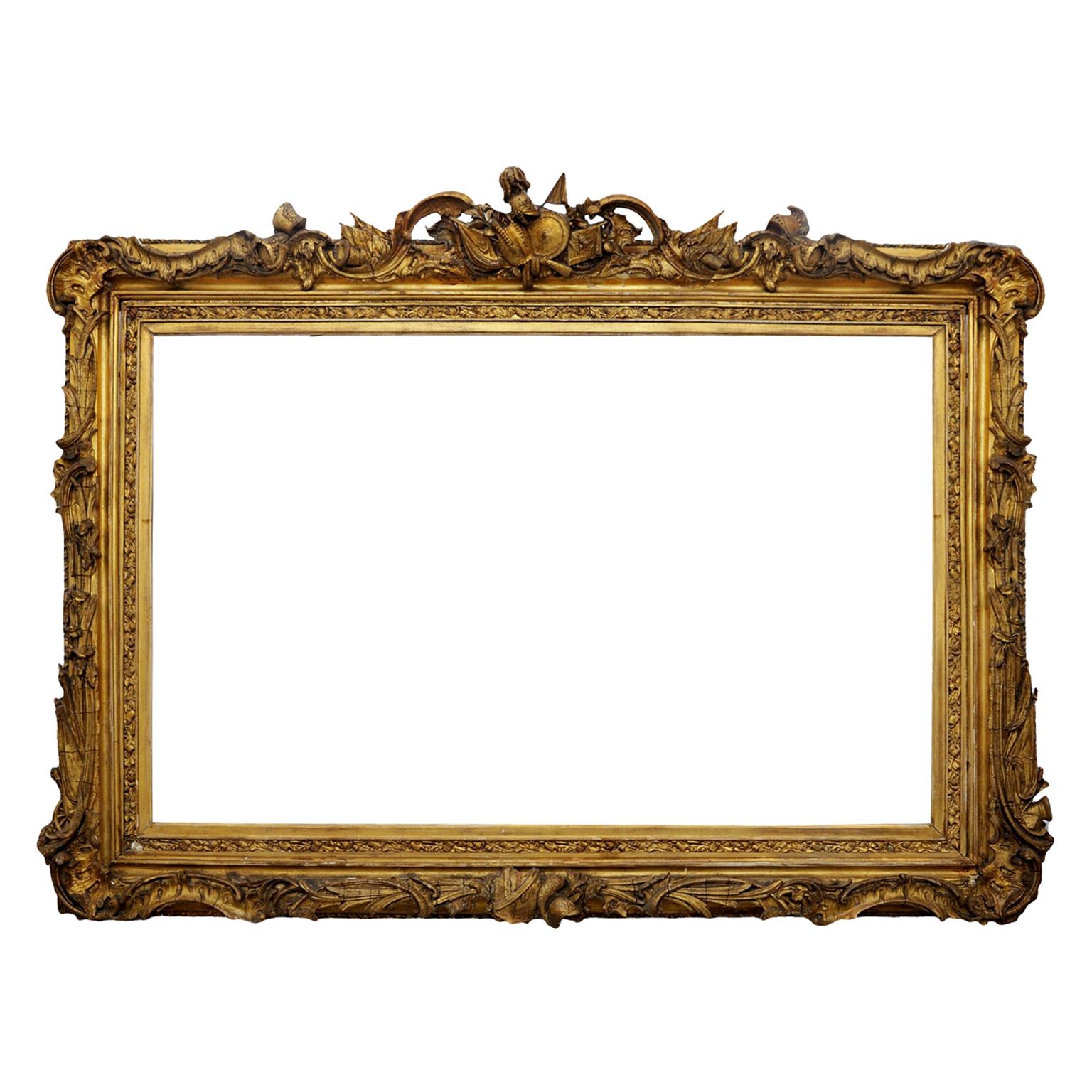 Large English George IV Carved Wood and Gilded Waterloo Frame, circa 1825 For Sale