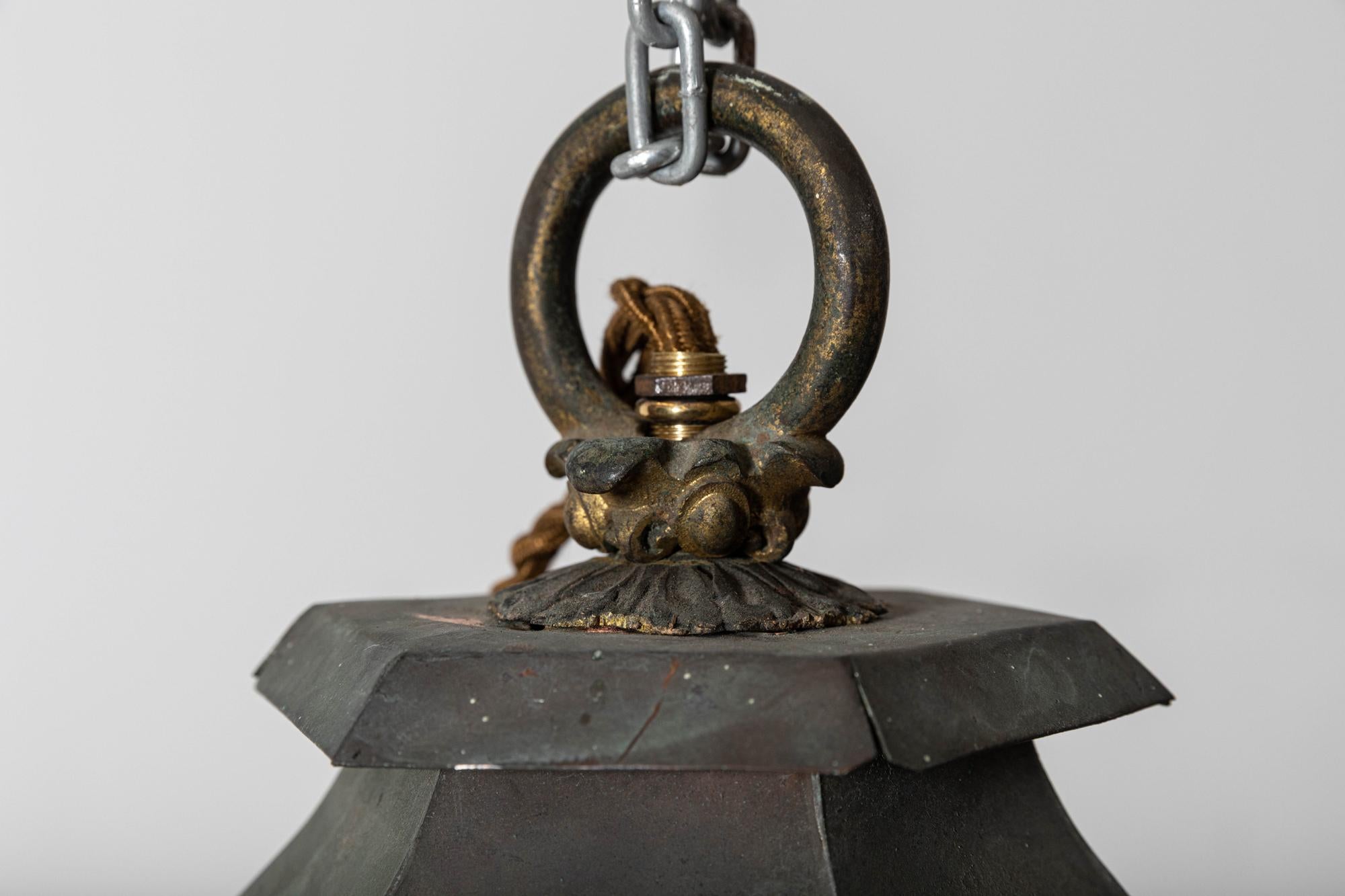 Large English Georgian Copper & Lead Glazed Lantern For Sale 7