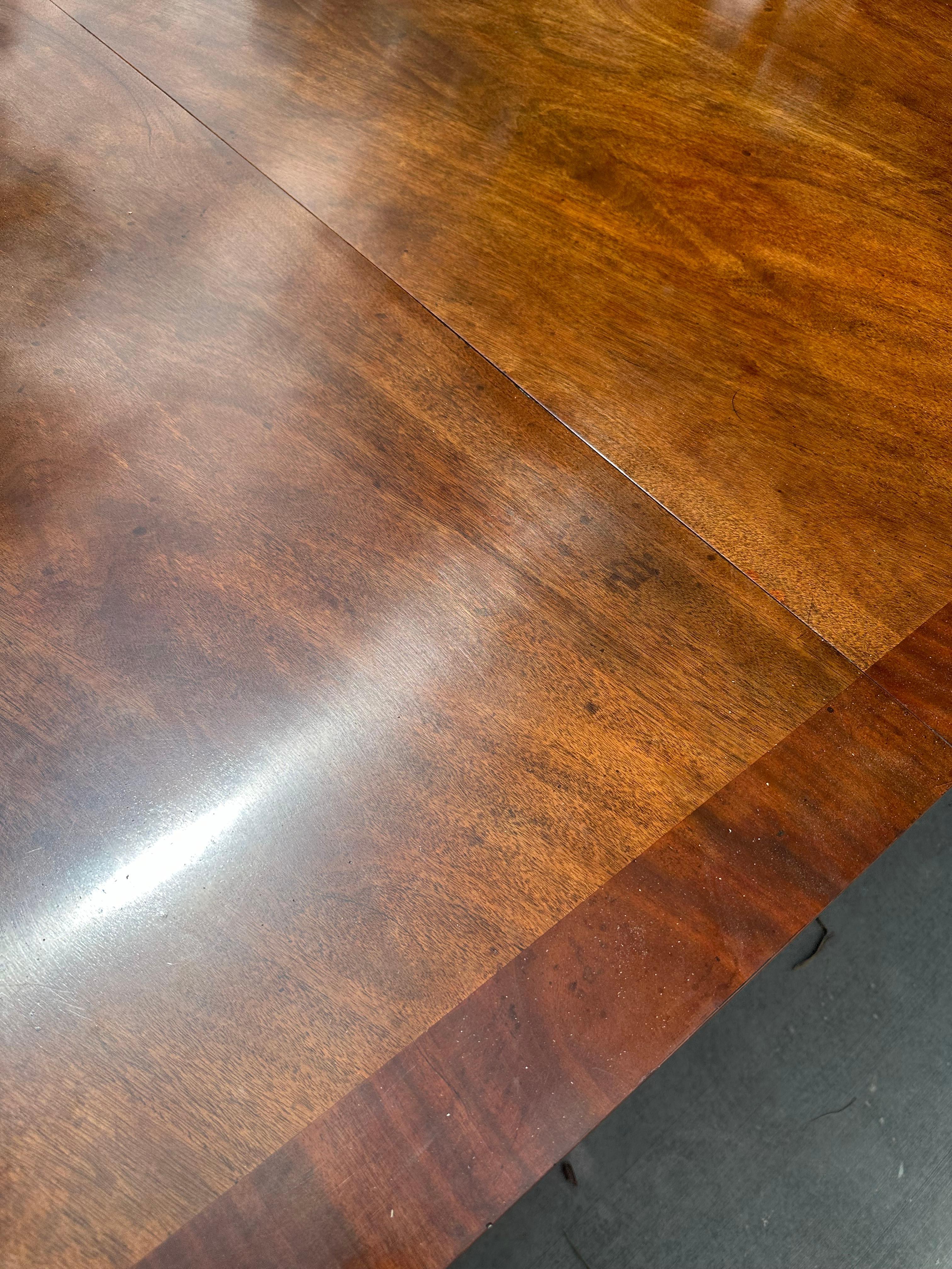 Large English Georgian Mahogany Triple Pedestal Extension Dining Table 9