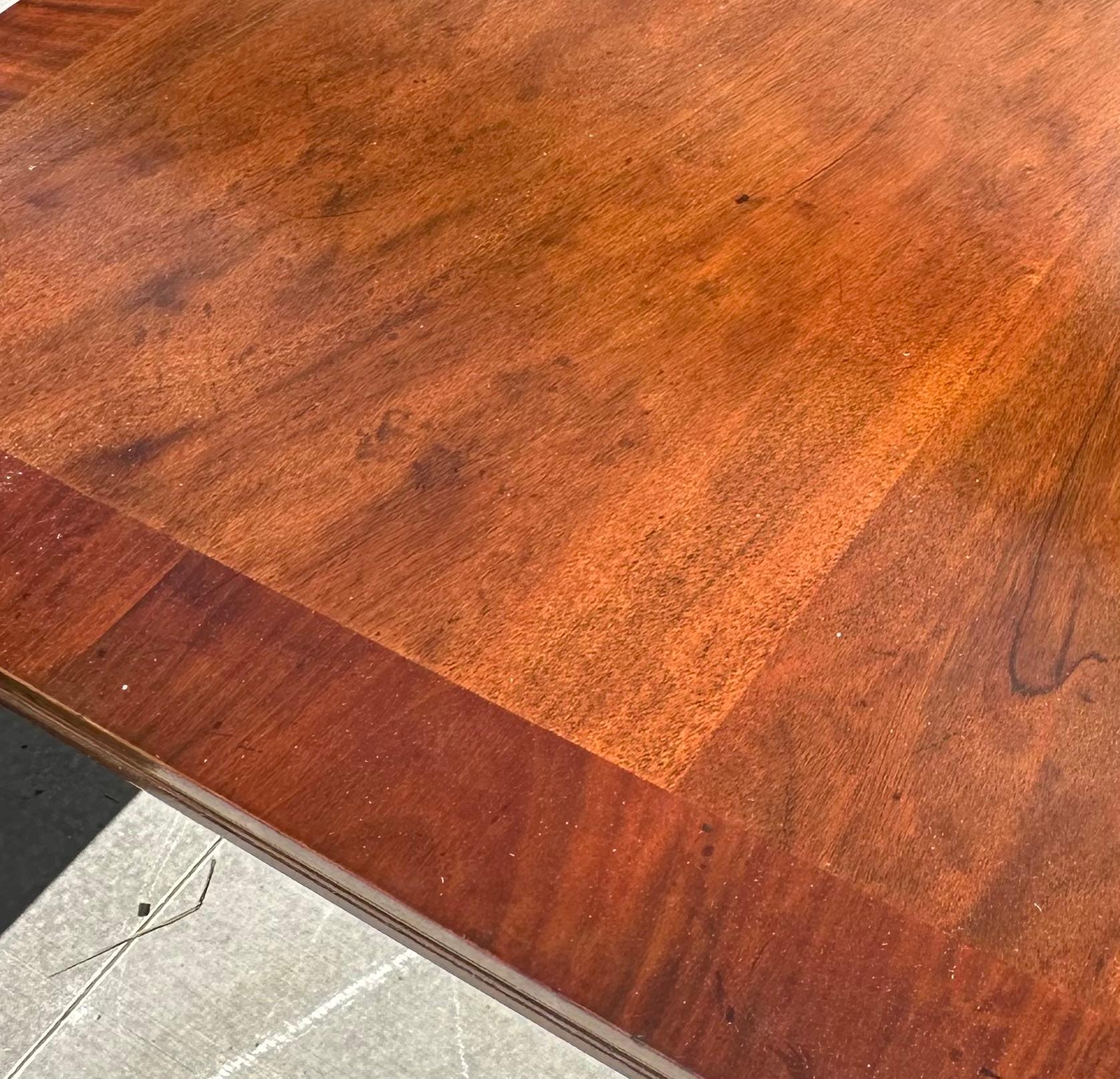 Large English Georgian Mahogany Triple Pedestal Extension Dining Table 10