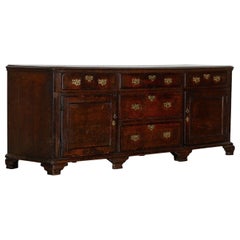 Antique Large English Georgian Oak Dresser Base