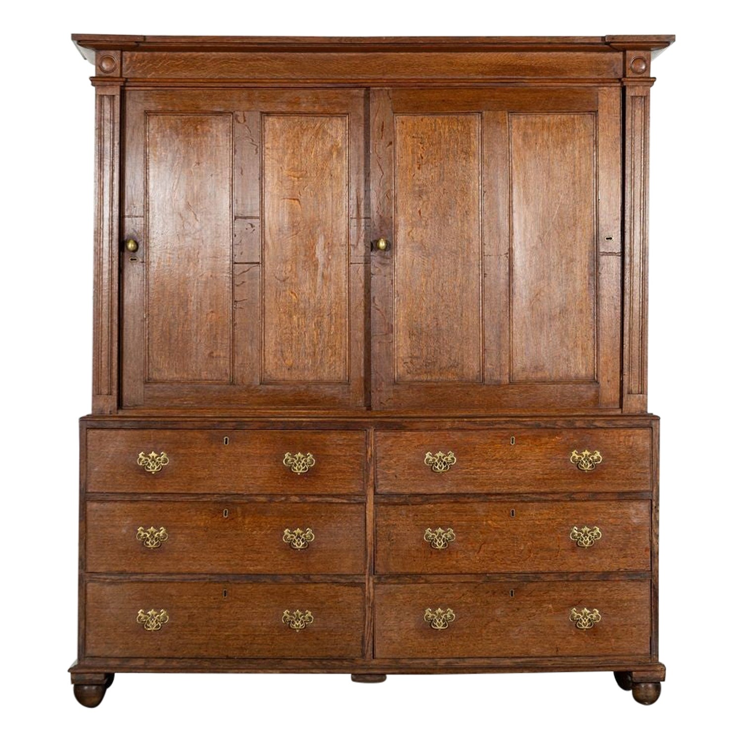 Large English Georgian Oak Housekeepers Cupboard