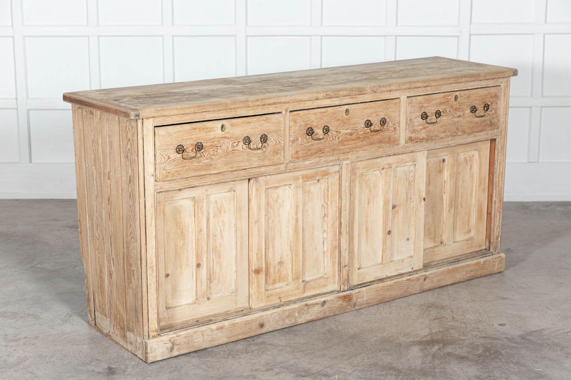 Large English Georgian Pine Dresser Base 1