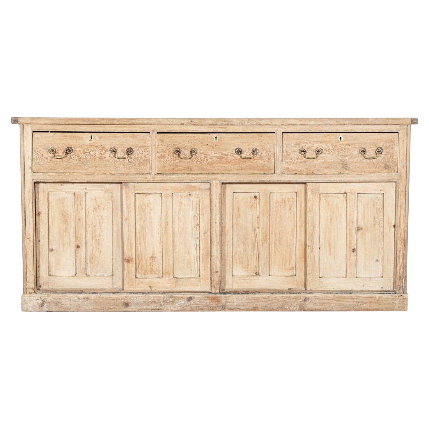 Large English Georgian Pine Dresser Base