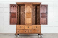 Large English Georgian Pine Linen Cupboard
