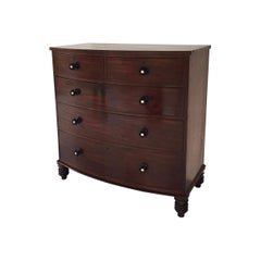 Antique Large English Georgian Solid Mahogany Chest of Drawers with Ebony Pulls