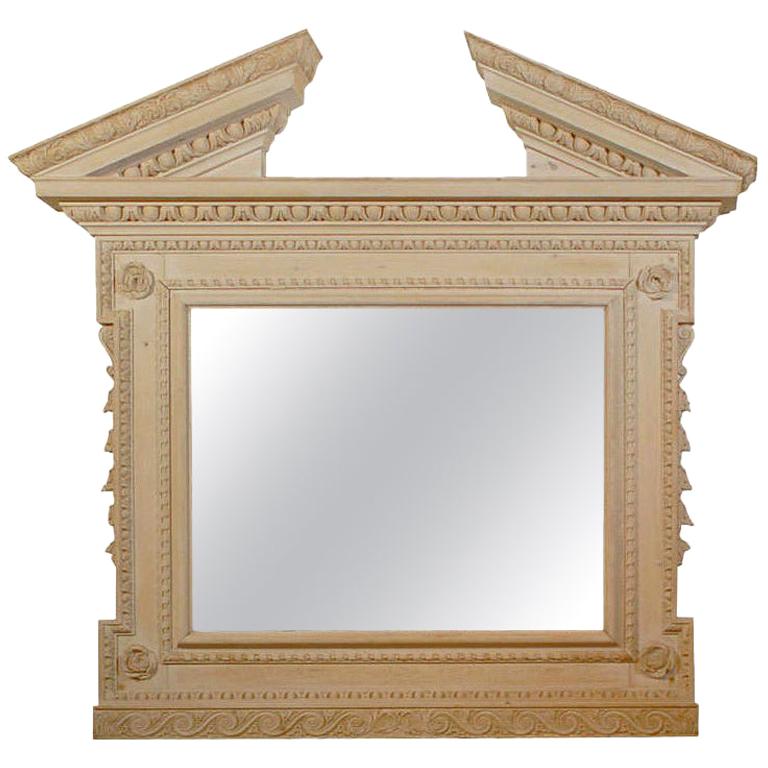 Large English Georgian Style Early 20th Century Mirror with Broken Pediment