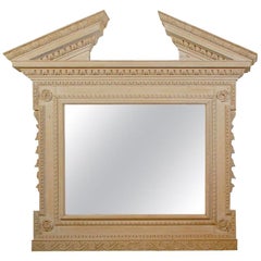 Antique Large English Georgian Style Early 20th Century Mirror with Broken Pediment