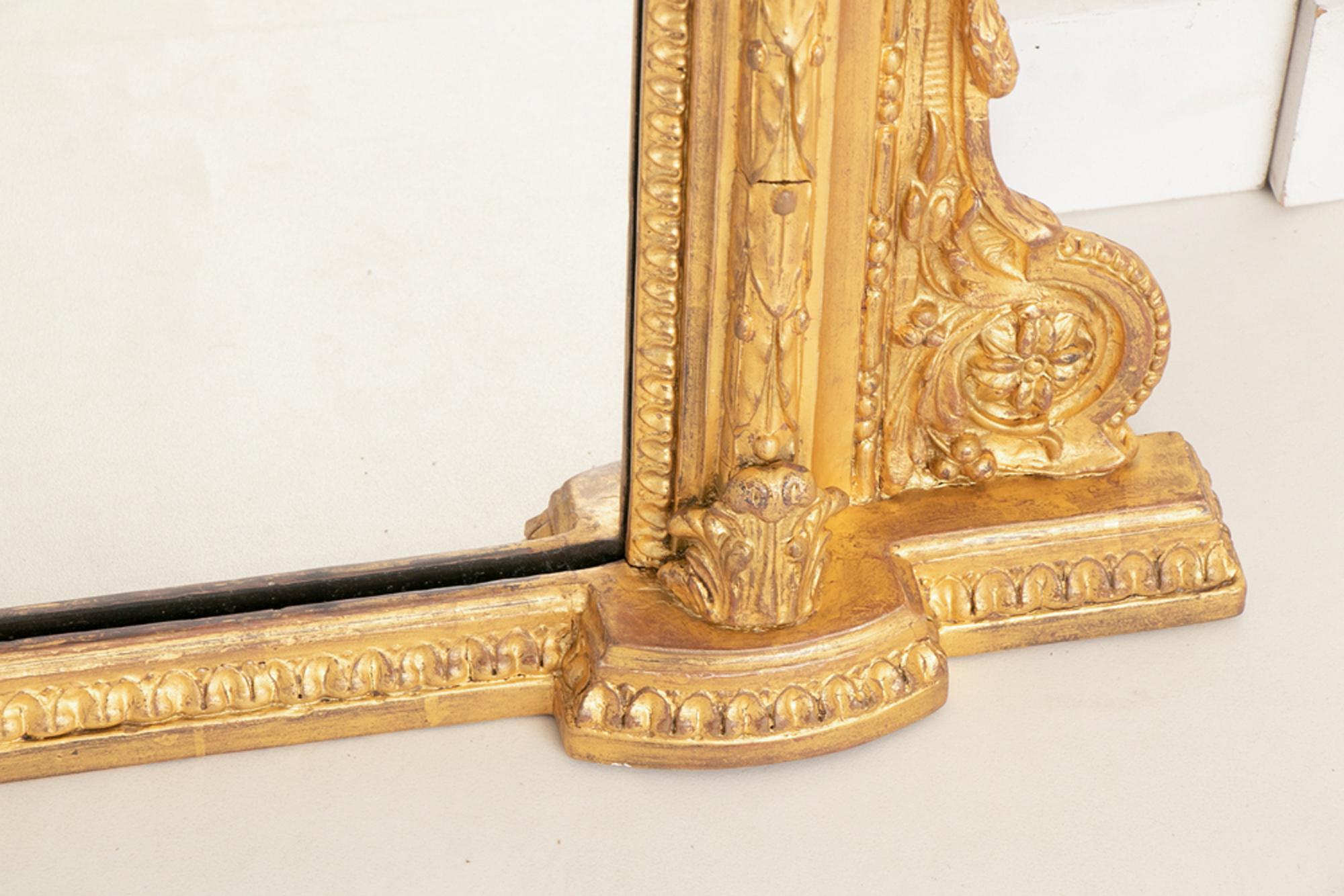 Large English Gilded Overmantle Mirror, c.1860 For Sale 2