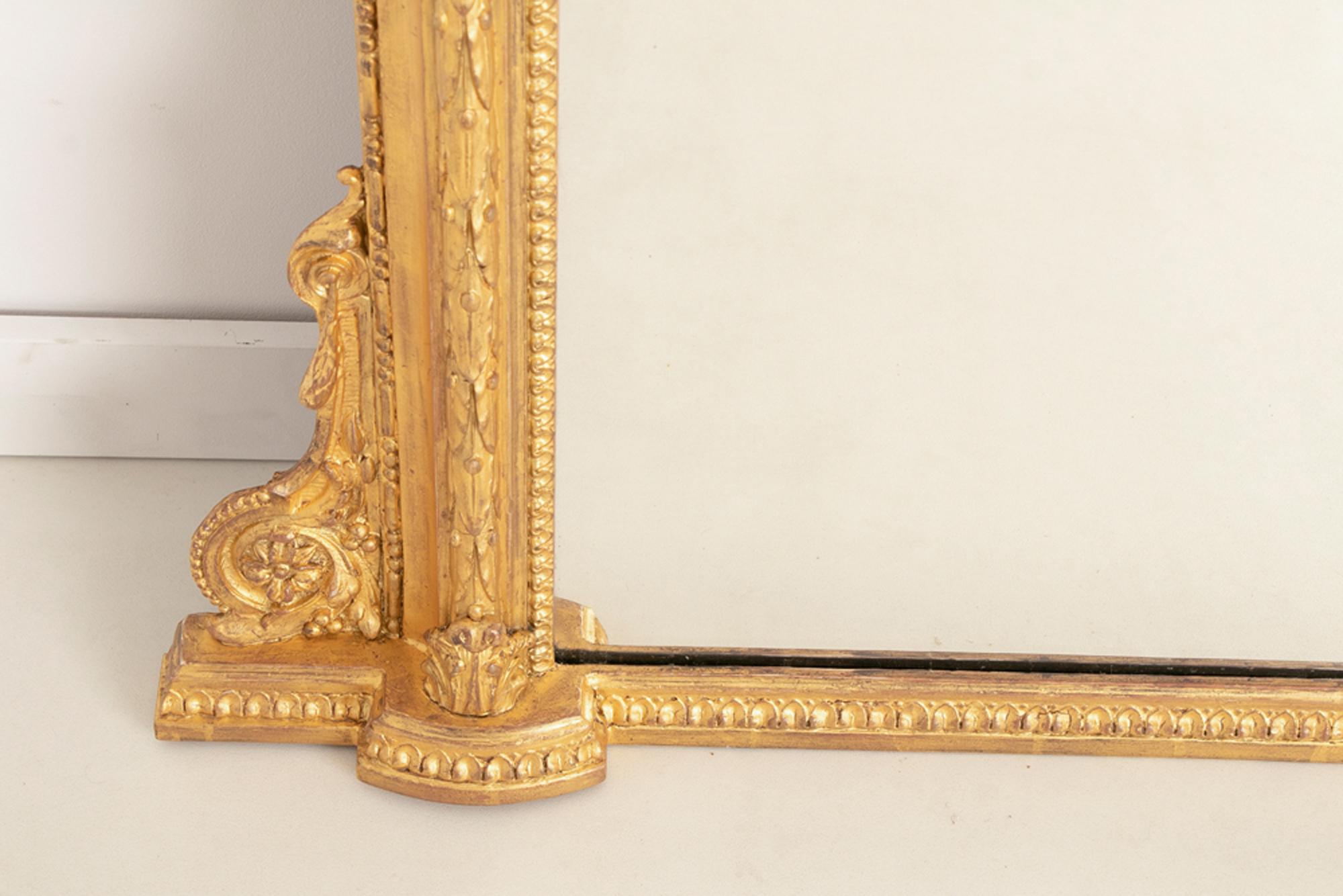 Large English Gilded Overmantle Mirror, c.1860 For Sale 5