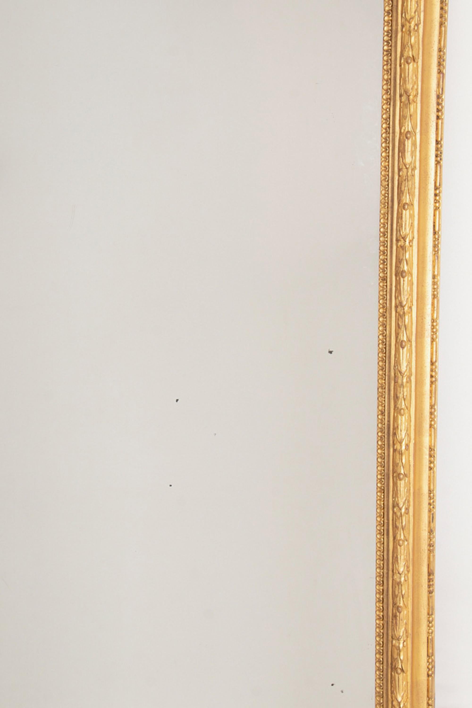 European Large English Gilded Overmantle Mirror, c.1860 For Sale