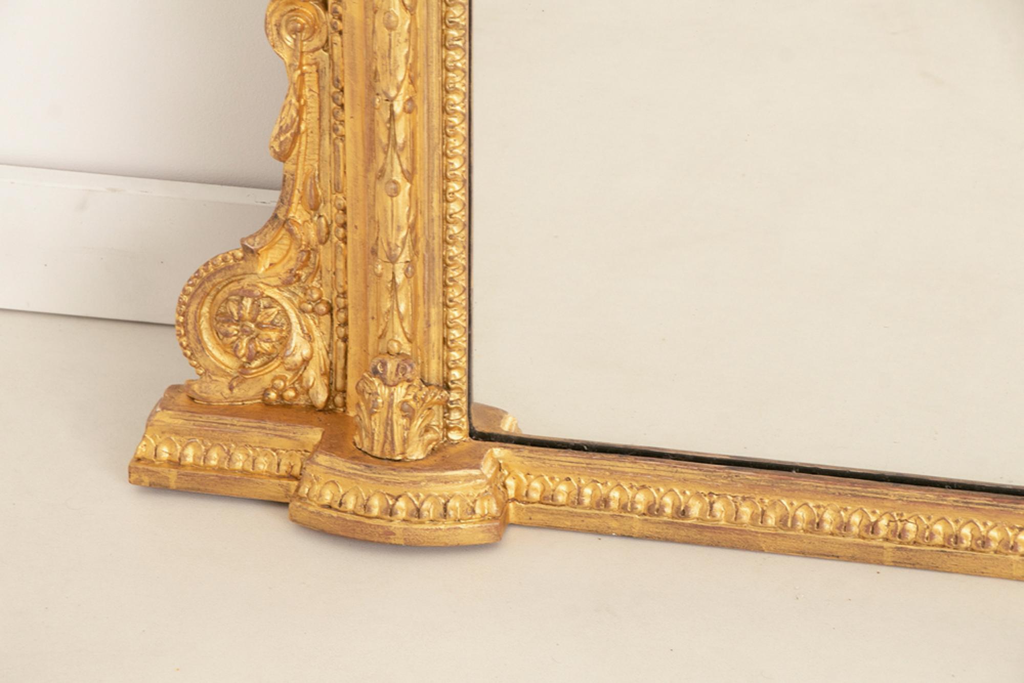 Gilt Large English Gilded Overmantle Mirror, c.1860 For Sale