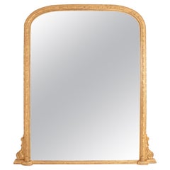 Antique Large English Gilded Overmantle Mirror, c.1860