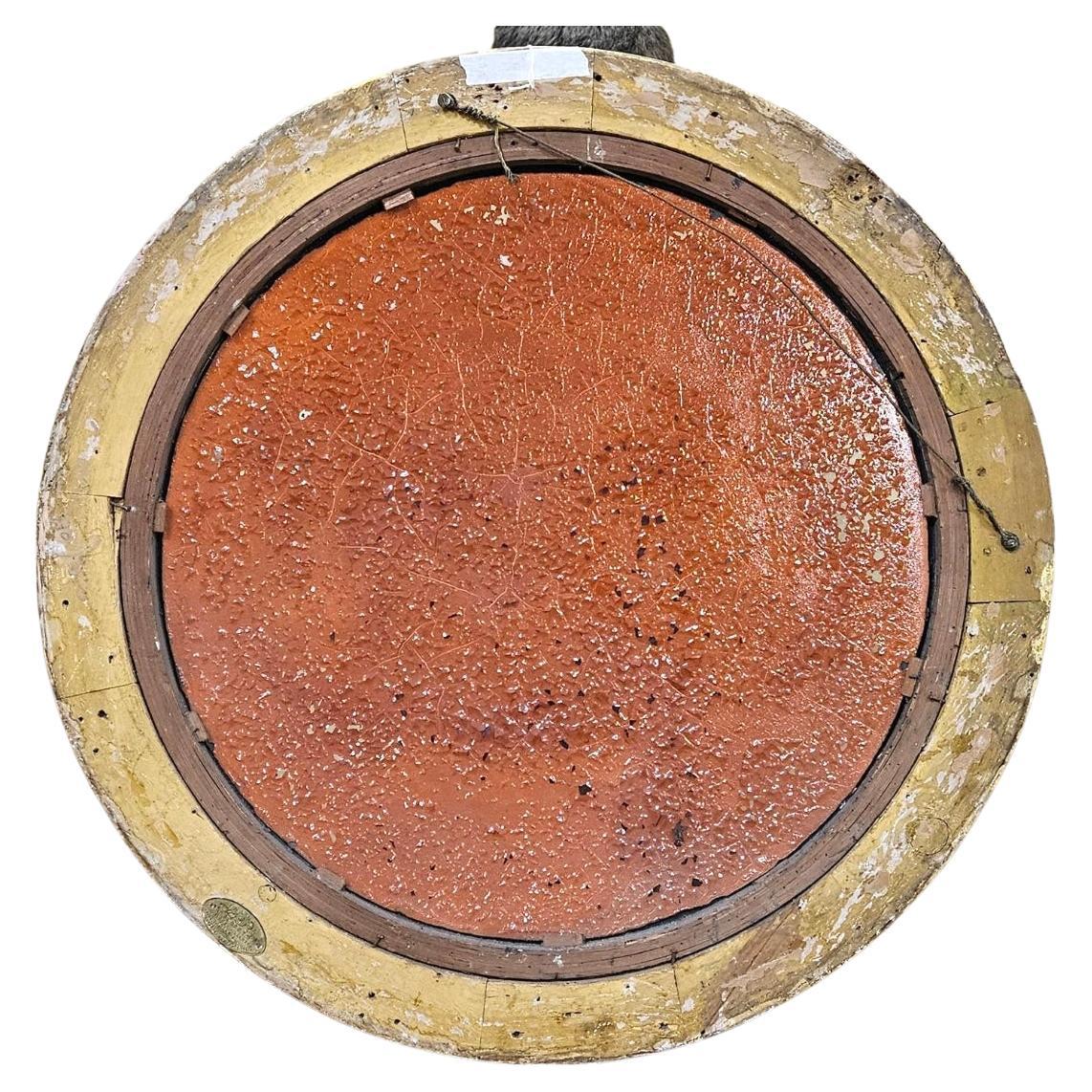Grand miroir convexe à œil de bœuf en bois doré anglais, par Charles Nosotti en vente 1