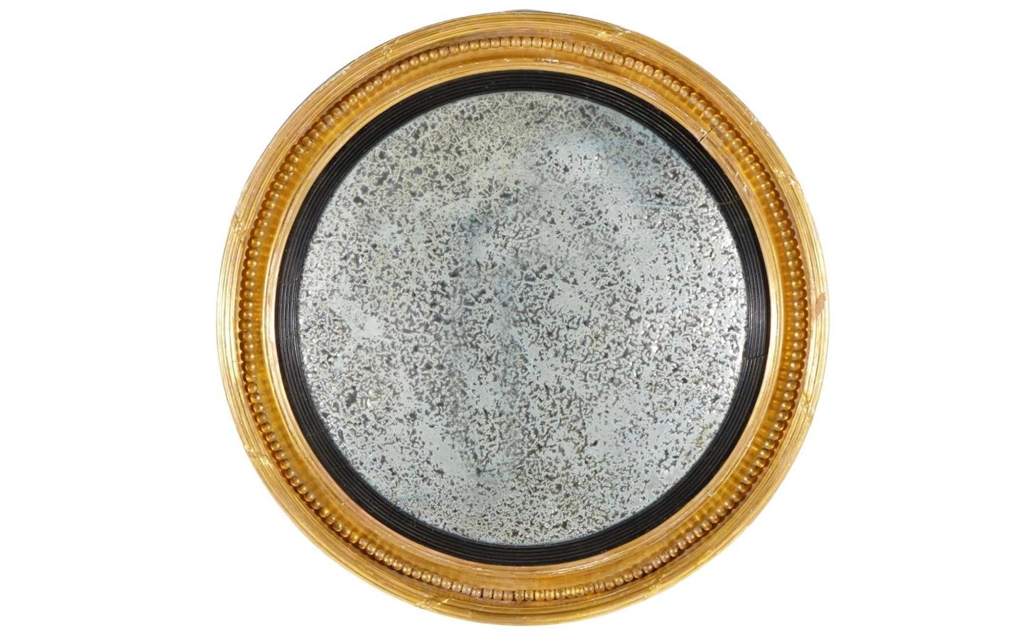 Grand miroir convexe à œil de bœuf en bois doré anglais, par Charles Nosotti en vente 2