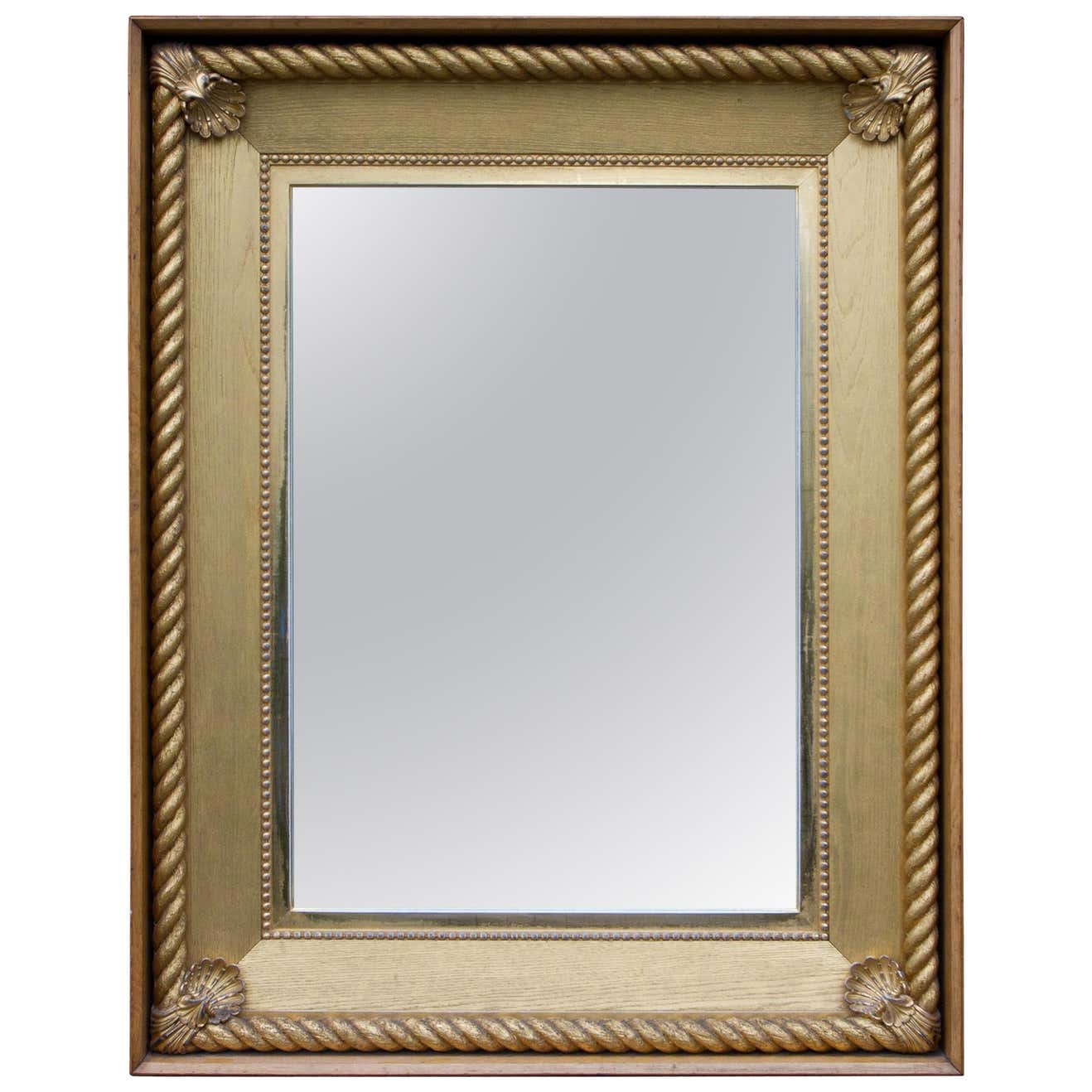 Large English Giltwood Rectangular Mirror Featuring a Rope Twist For ...