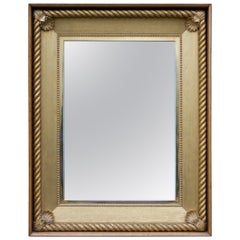 Large English Giltwood Rectangular Mirror Featuring a Rope Twist