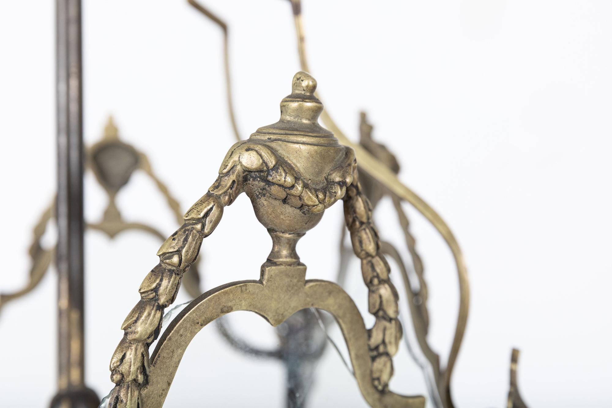 Large English Glazed Brass Lantern For Sale 6