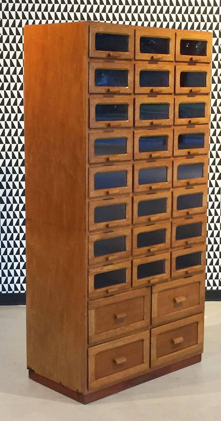 Large English Haberdasher's Cabinet with Glass-Fronted Drawers 4