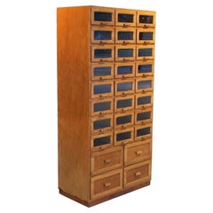 Vintage Large English Haberdasher's Cabinet with Glass-Fronted Drawers