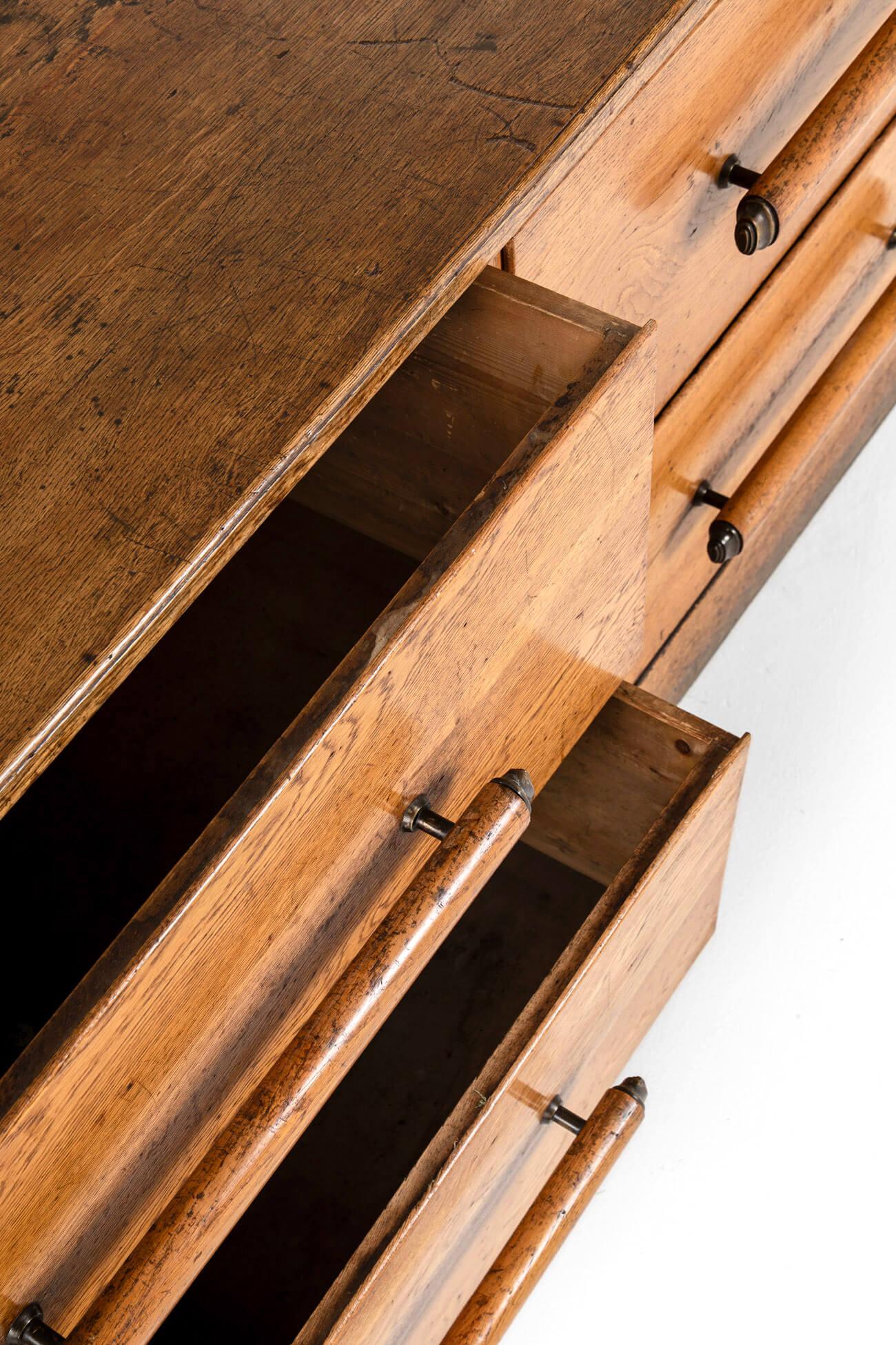 Oak Large English Haberdashery Drawers For Sale