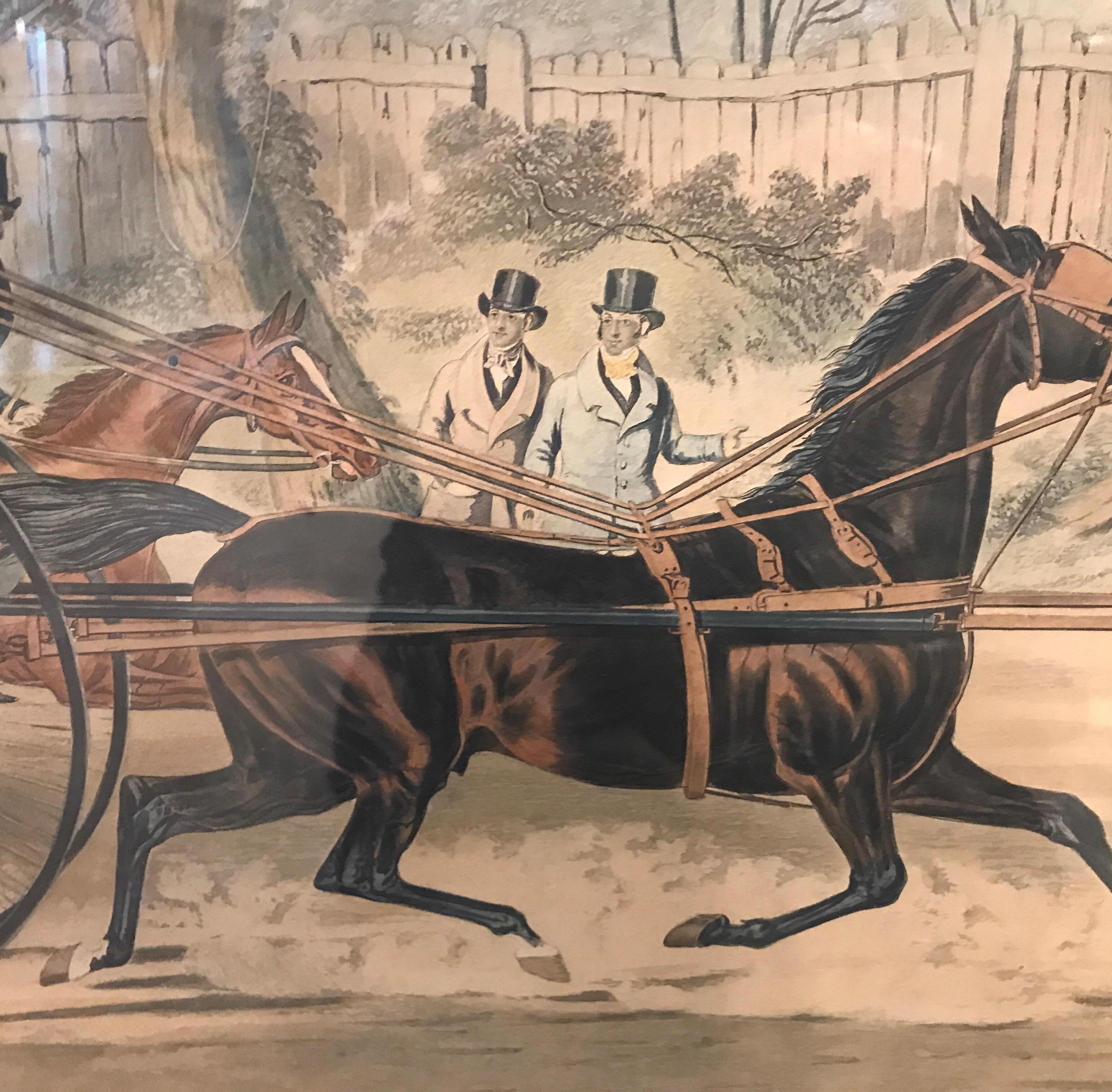 Georgian Large English Hand Colored Equestrian Engraving, circa 1839