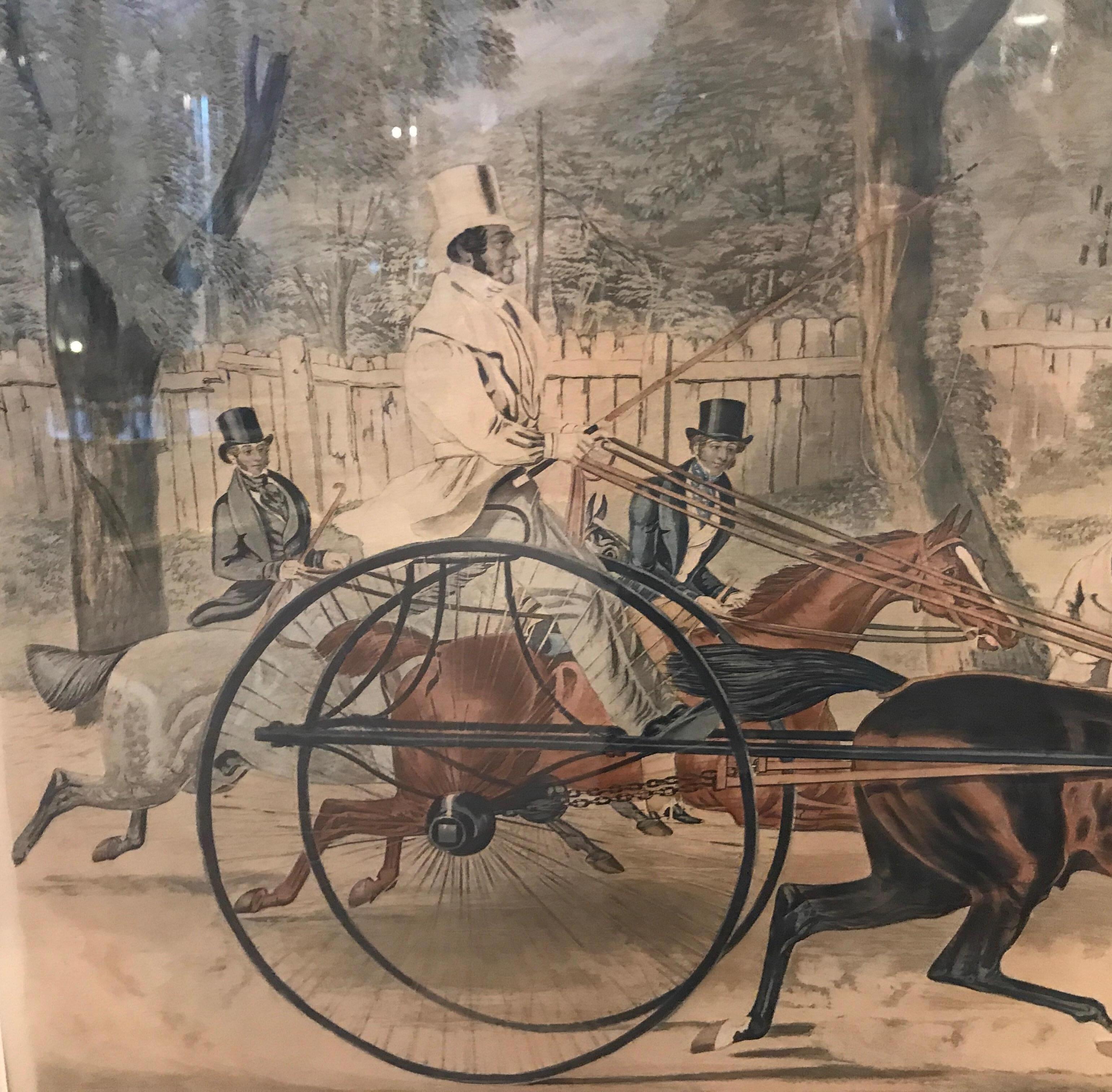 Large English Hand Colored Equestrian Engraving, circa 1839 In Good Condition In Lambertville, NJ