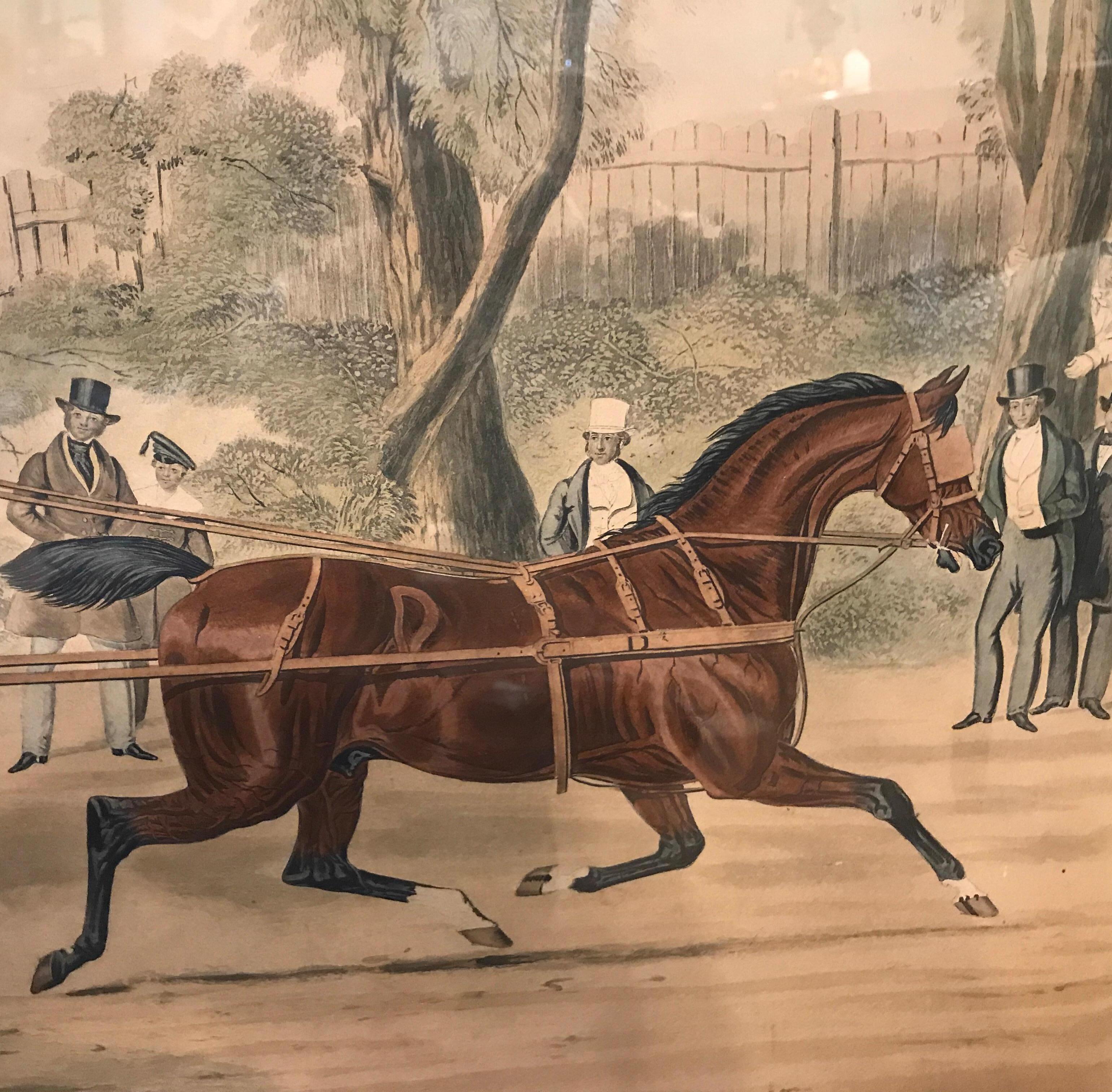 Mid-19th Century Large English Hand Colored Equestrian Engraving, circa 1839