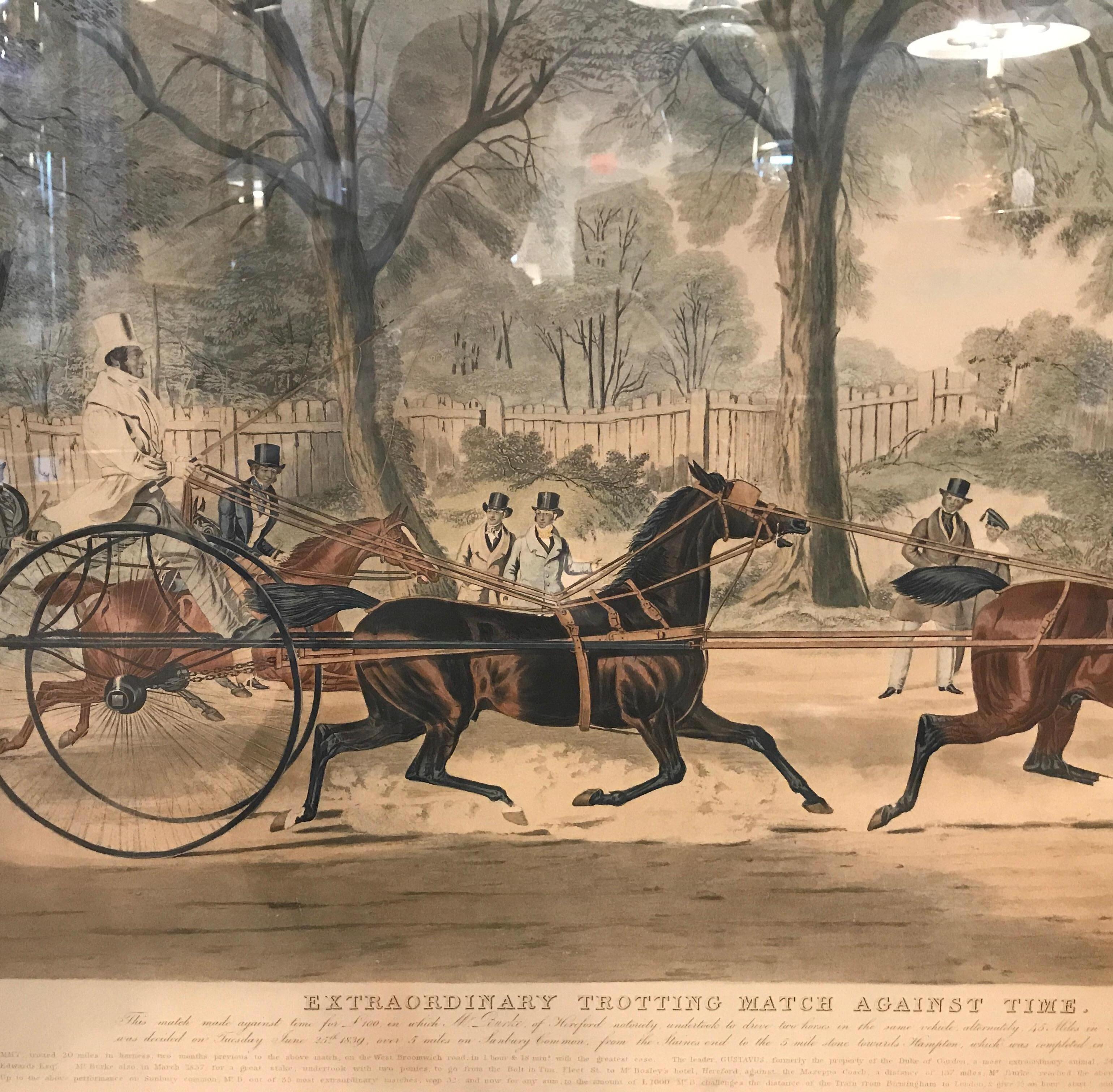 Large English Hand Colored Equestrian Engraving, circa 1839 3