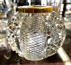 Large English Handcut Crystal and Brass Trim Large Match Strike
