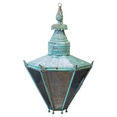 Large English Hexagonal Verdigris Lantern