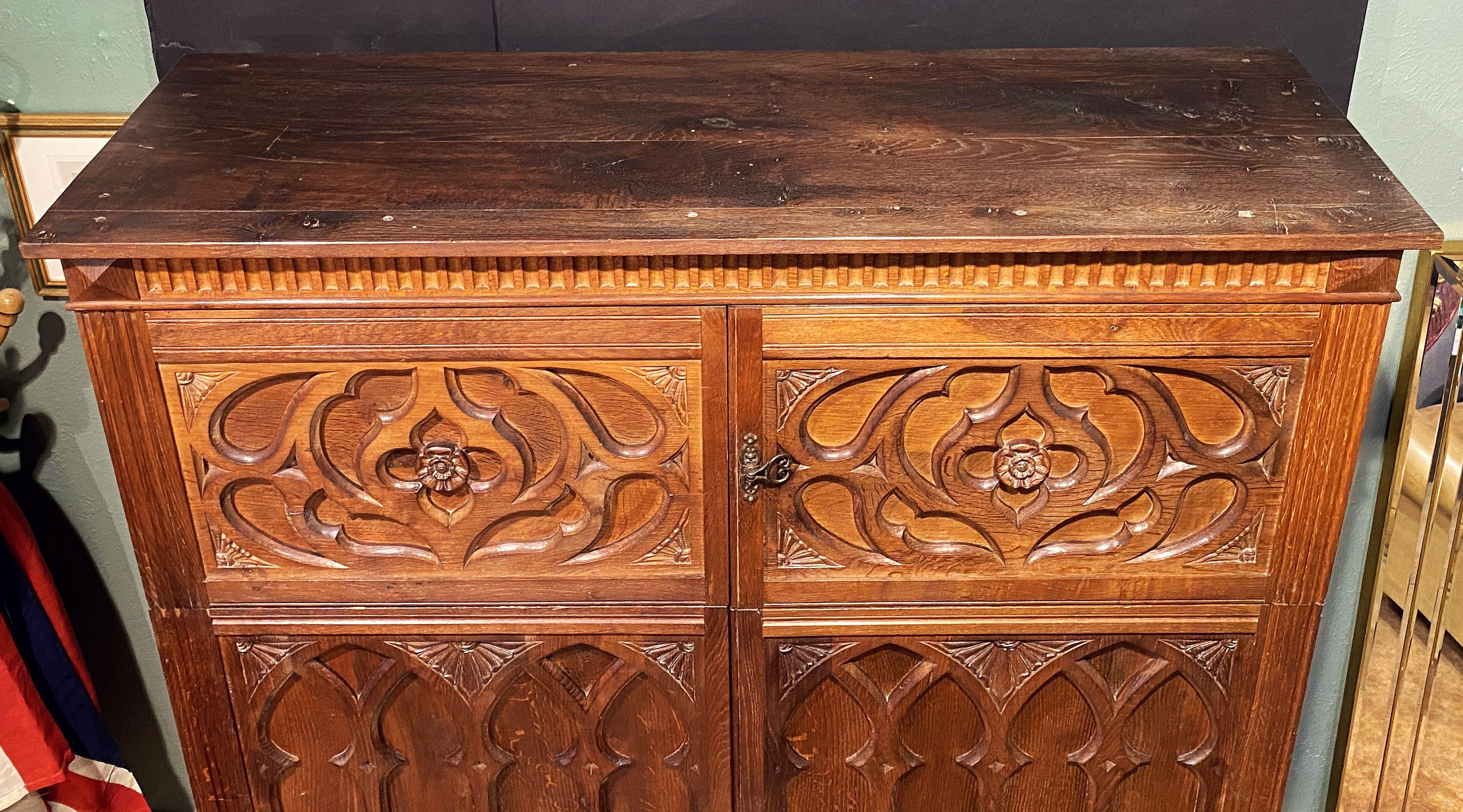 Large English Historical Housekeeper's Cabinet or Cupboard of Oak 14