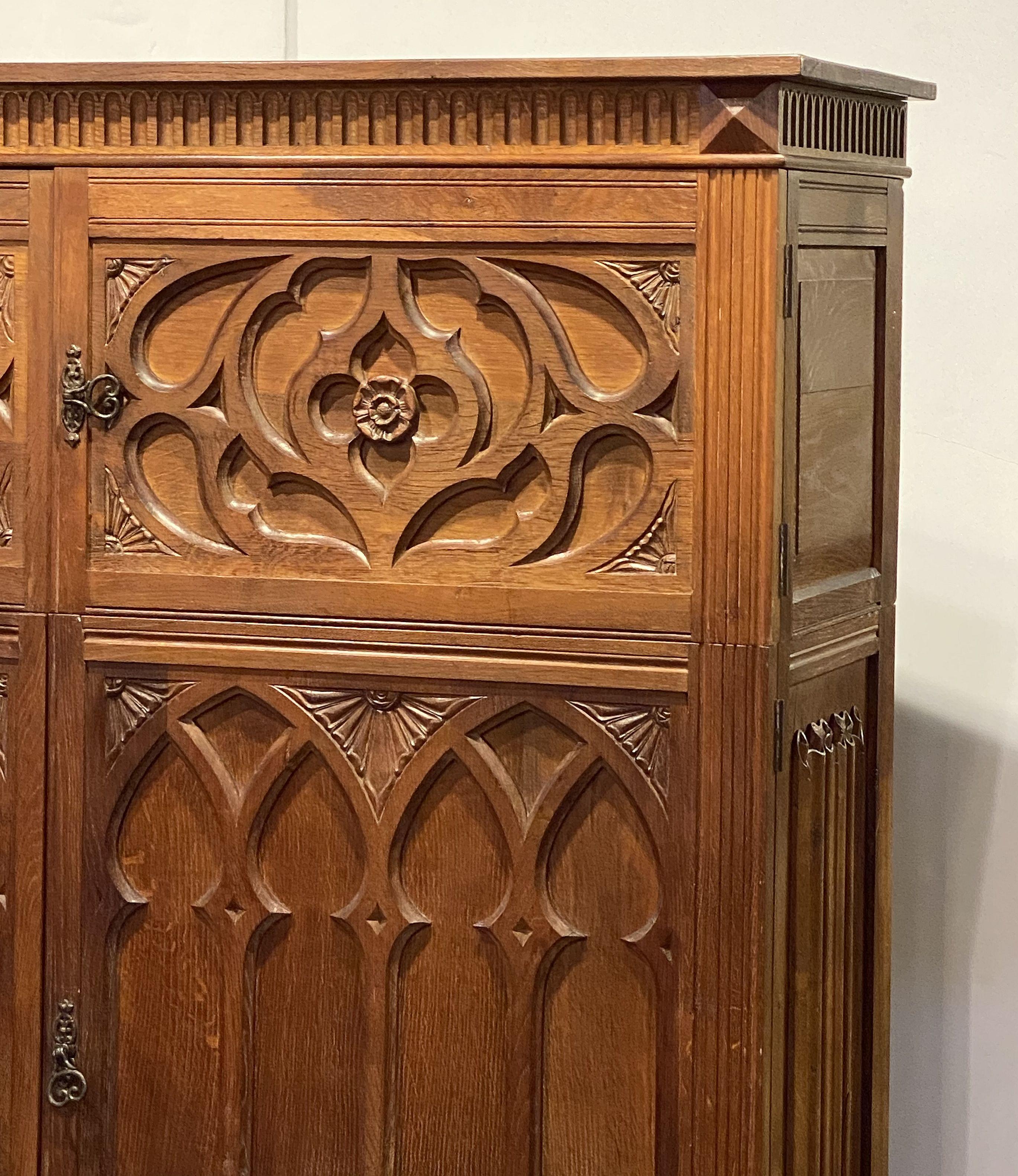 Elizabethan Large English Historical Housekeeper's Cabinet or Cupboard of Oak
