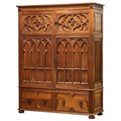 Large English Historical Housekeeper's Cabinet or Cupboard of Oak