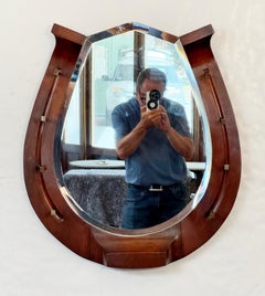 Large English Horseshoe Shaped Mirror of Mahogany (H 27 x W 23 3/4)