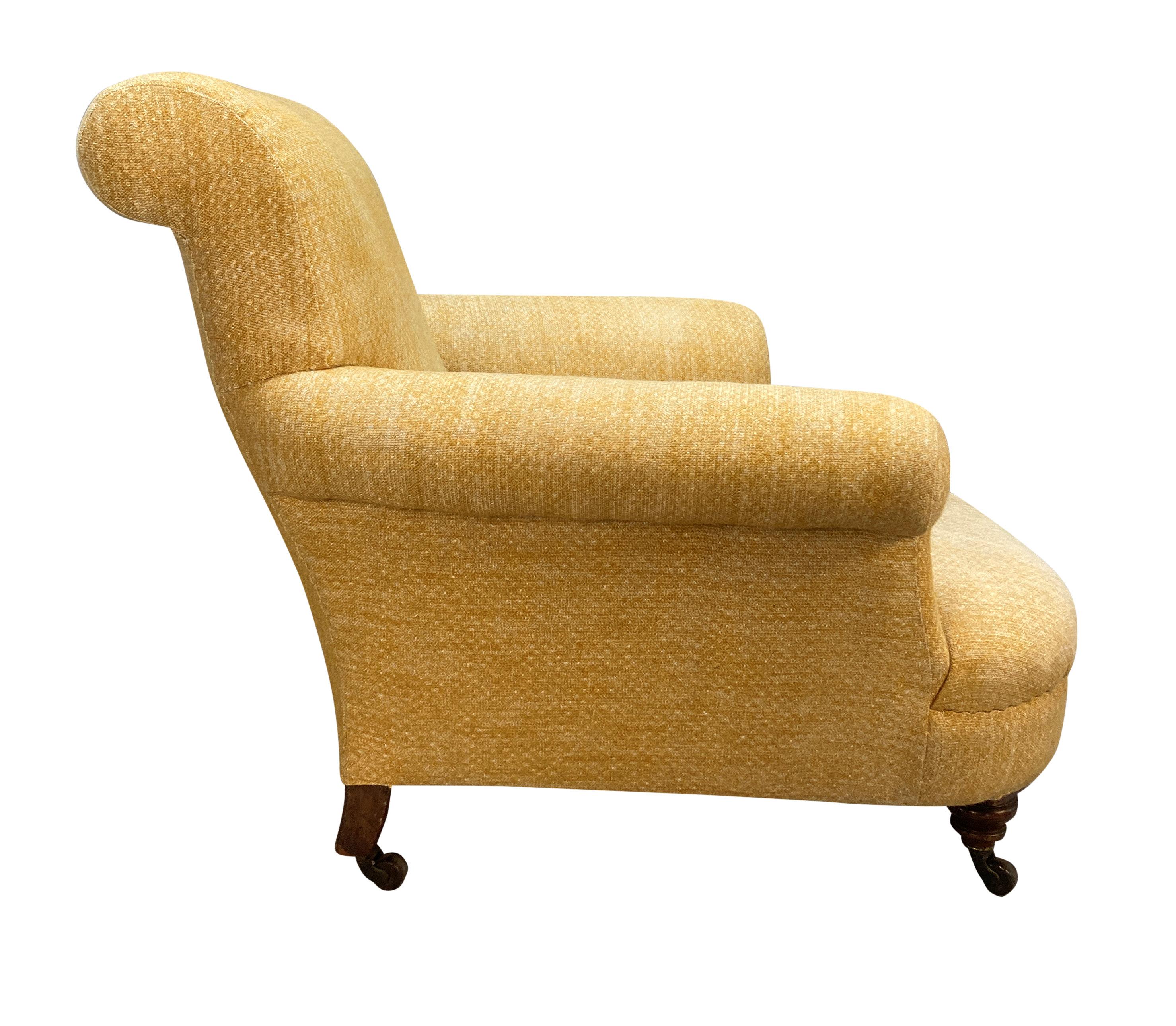 Anglais Grand fauteuil club anglais de style Howard and Sons en vente