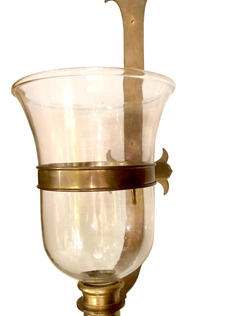 A large single circa 1960's English glass bell jar sconce with bronze hardware and single interior light.

Measurements:
Height 30