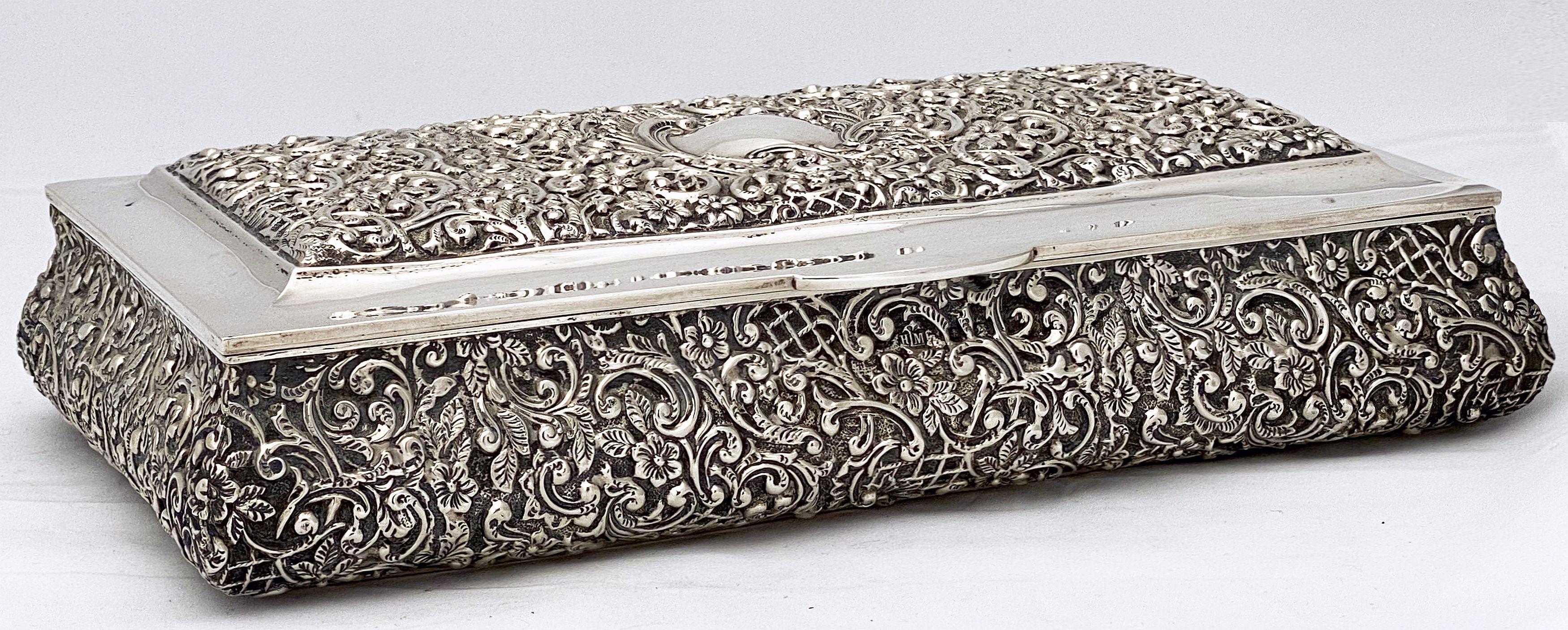 Large English Jewelry Box of Sterling Silver by Henry Matthews 4