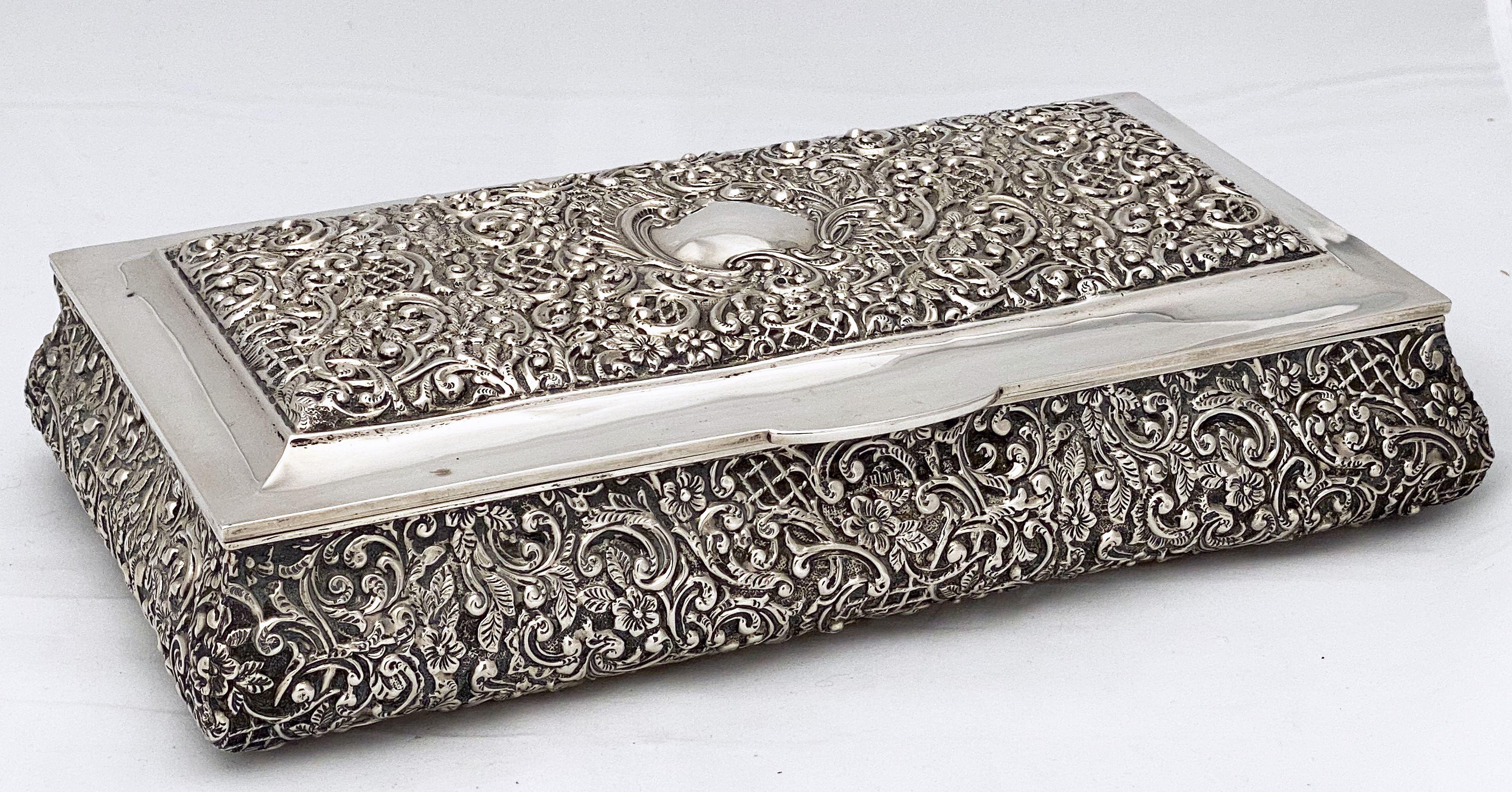 Large English Jewelry Box of Sterling Silver by Henry Matthews 5