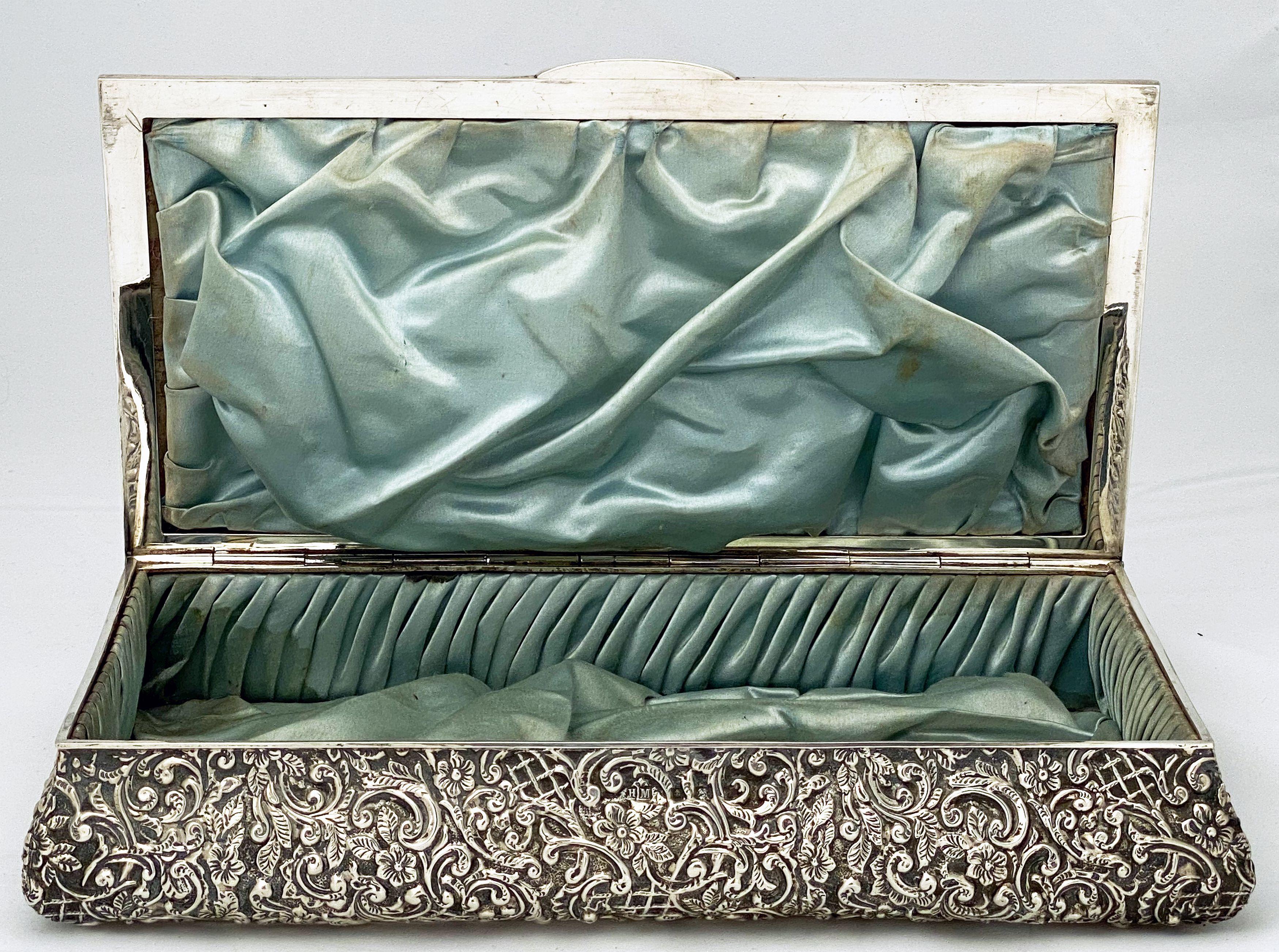 Large English Jewelry Box of Sterling Silver by Henry Matthews 6
