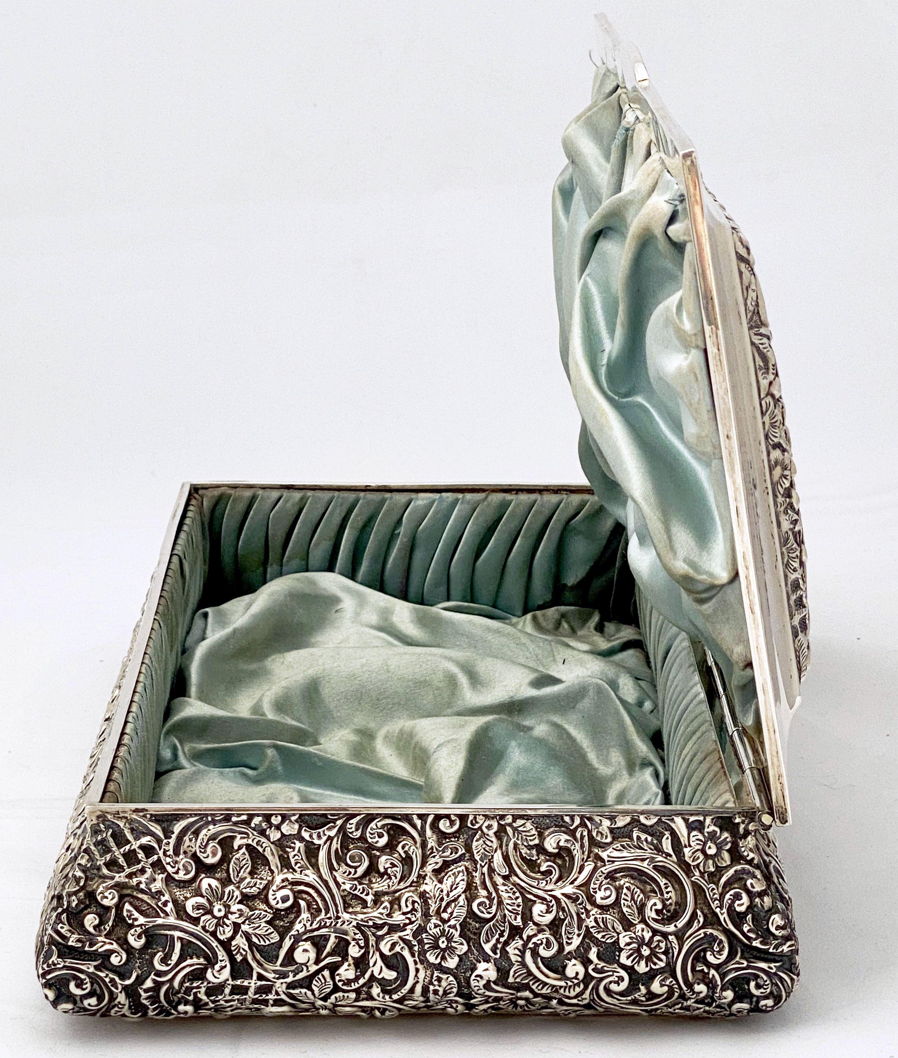 Large English Jewelry Box of Sterling Silver by Henry Matthews 8